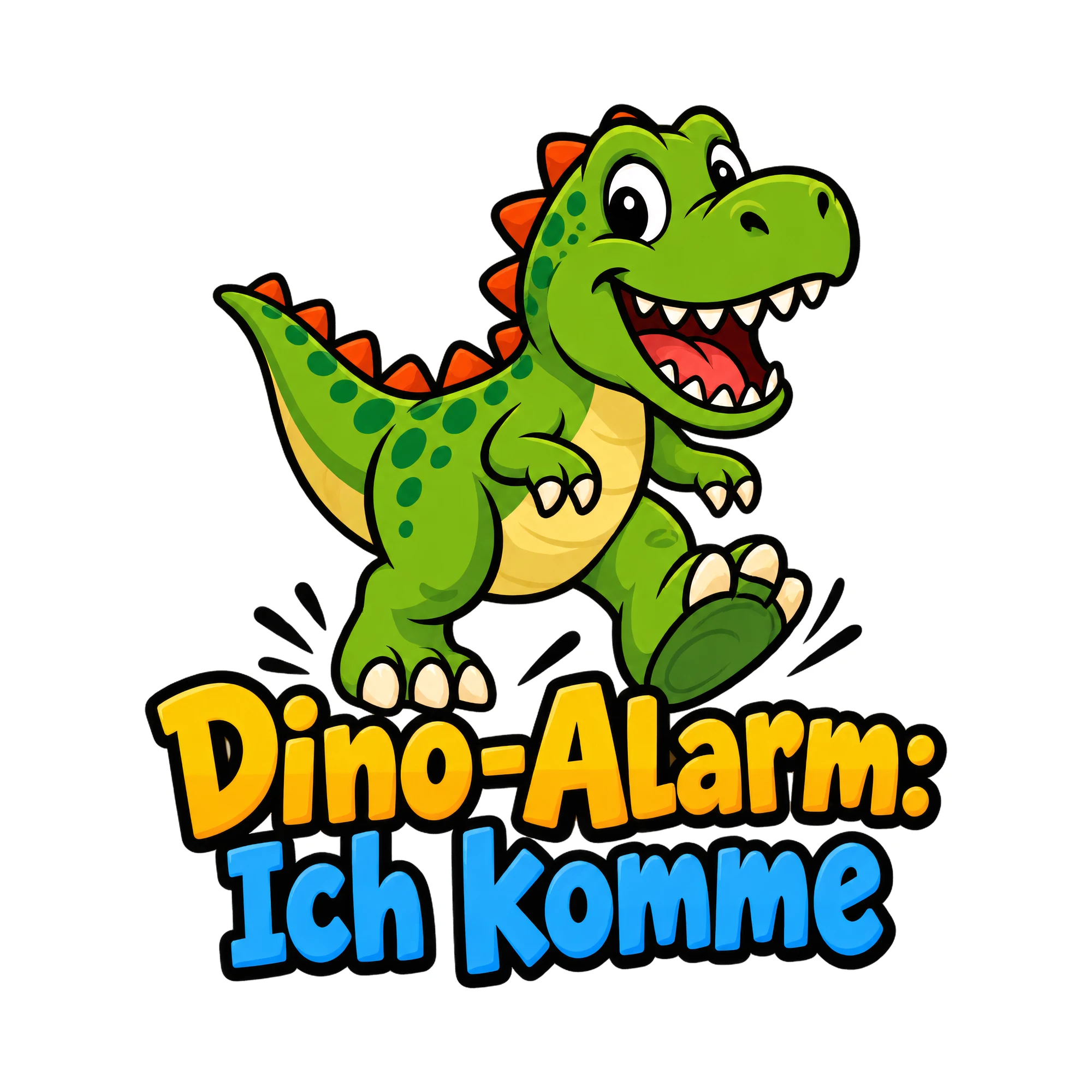 Bügelbild Dino-Alarm: Ich komme, Tiere Shirt Spruch als Grafik auf weißem Hintergrund (BB016598)