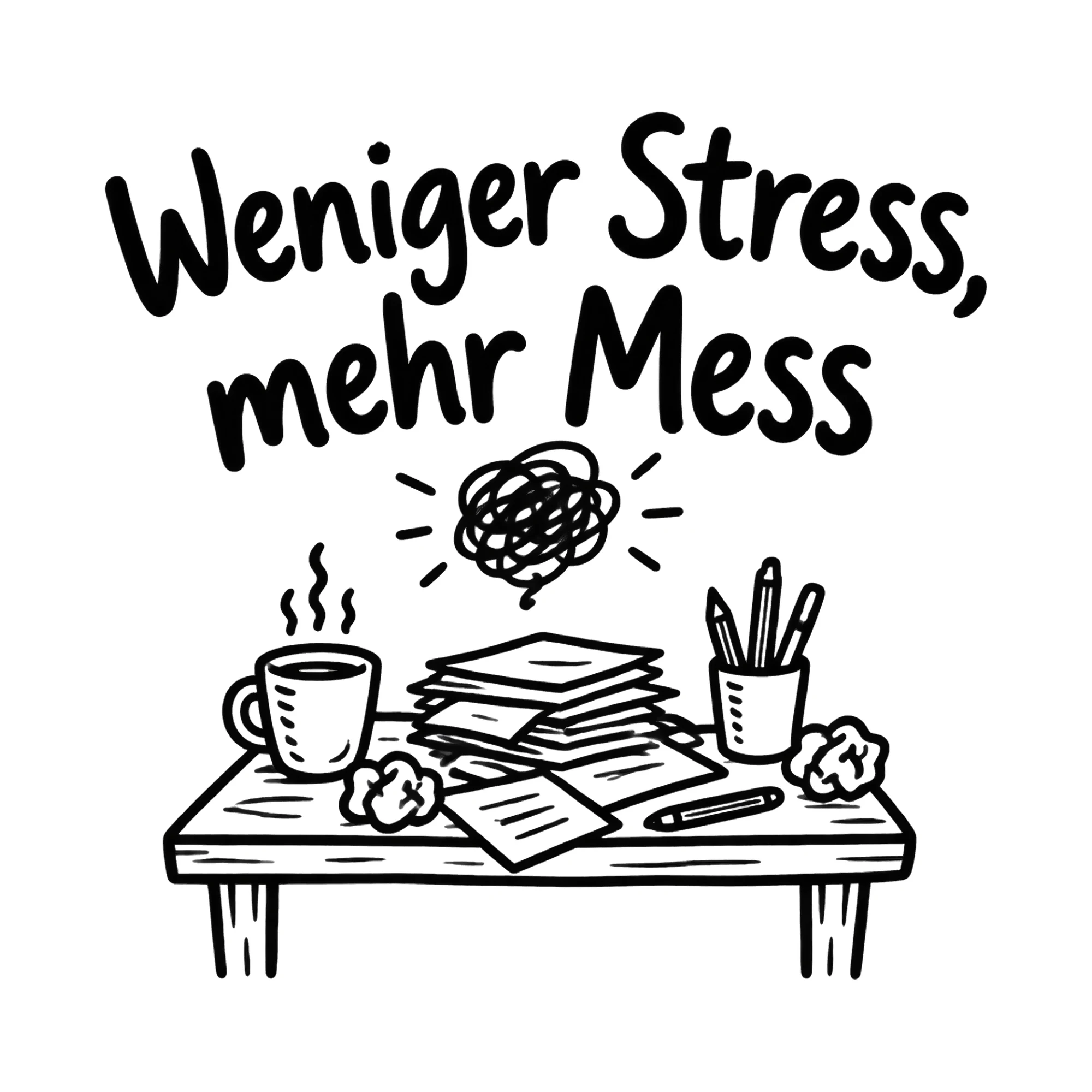 Bügelbild Weniger Stress, mehr Mess als Grafik auf weißem Hintergrund (BB019804)