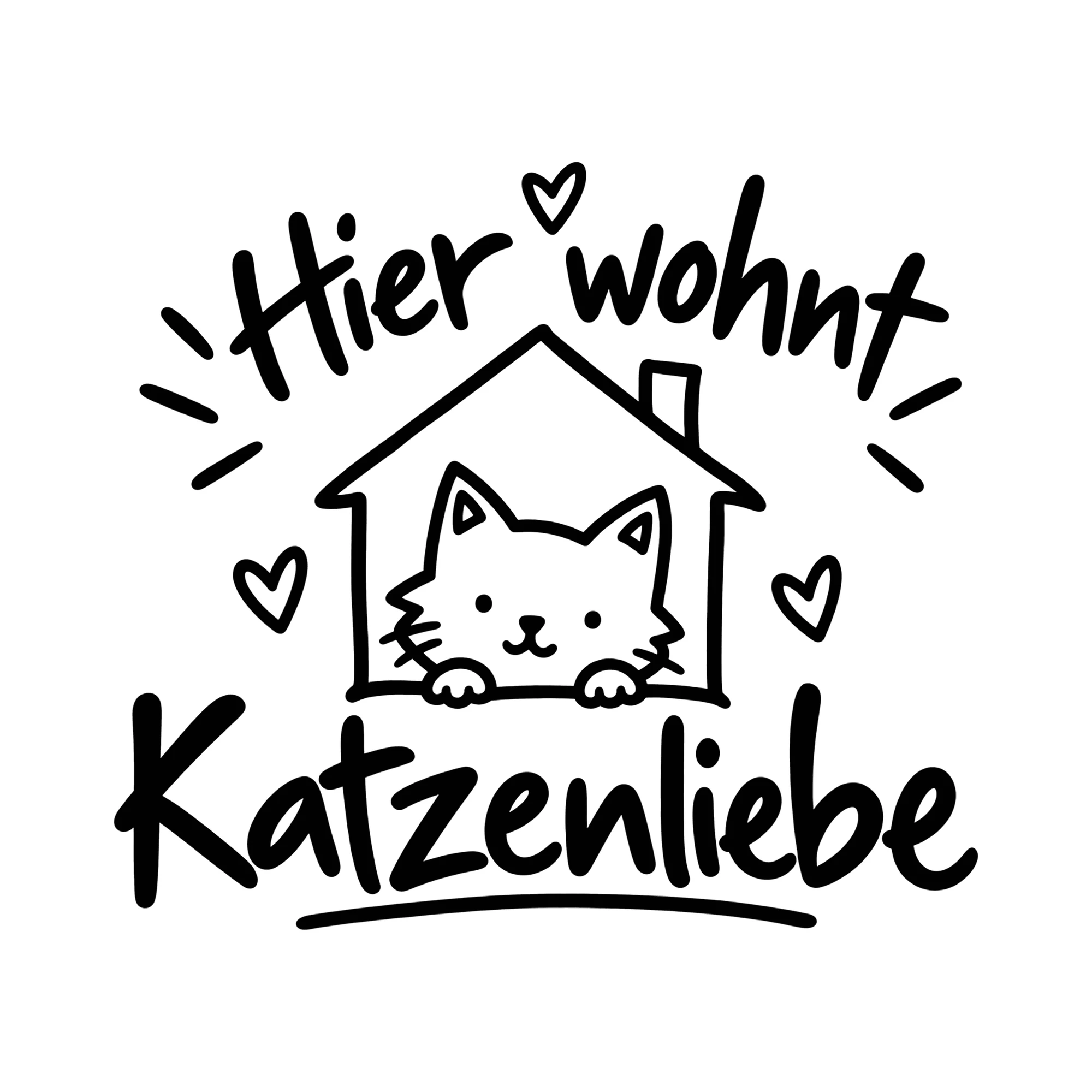 Bügelbild Hier wohnt Katzenliebe als Grafik auf weißem Hintergrund (BB013583)