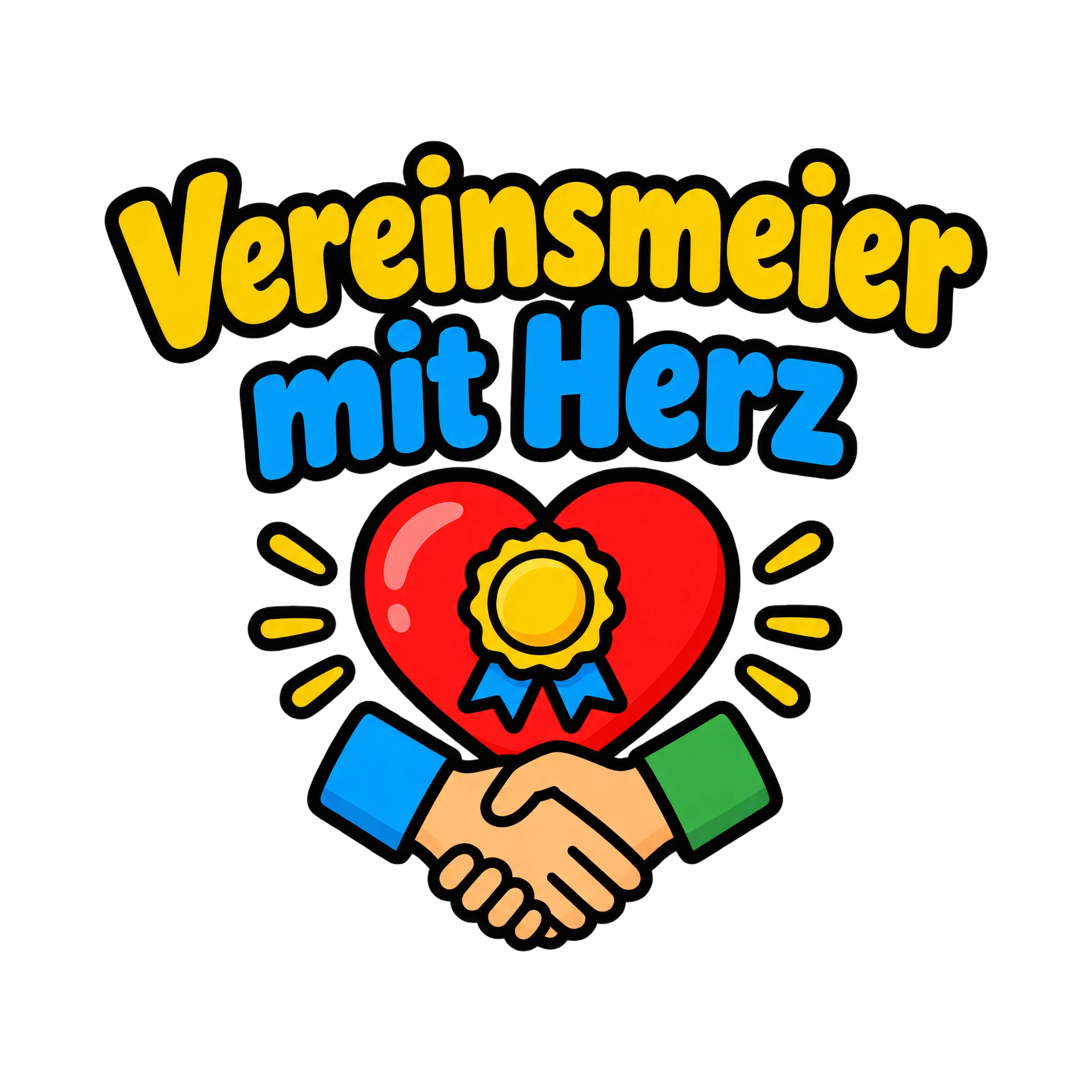 Bügelbild Vereinsmeier mit Herz als Grafik auf weißem Hintergrund (BB018653)
