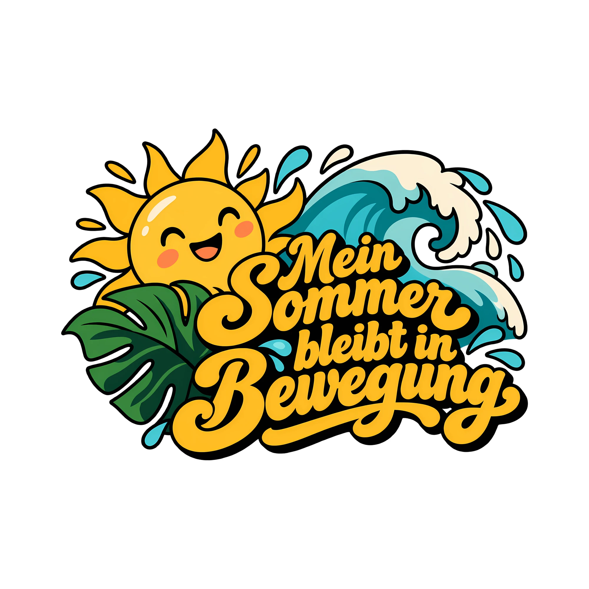 Bügelbild Mein Sommer bleibt in Bewegung als Grafik auf weißem Hintergrund (BB014404)