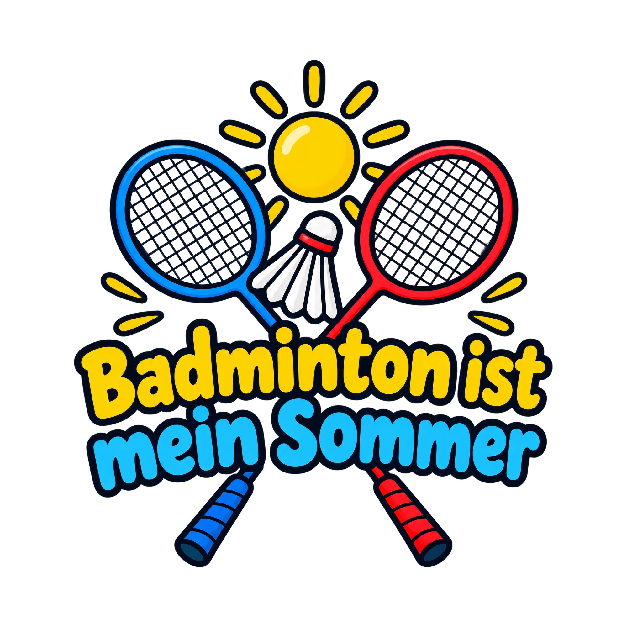 Bügelbild Badminton ist mein Sommer als Grafik auf weißem Hintergrund (BB018468)