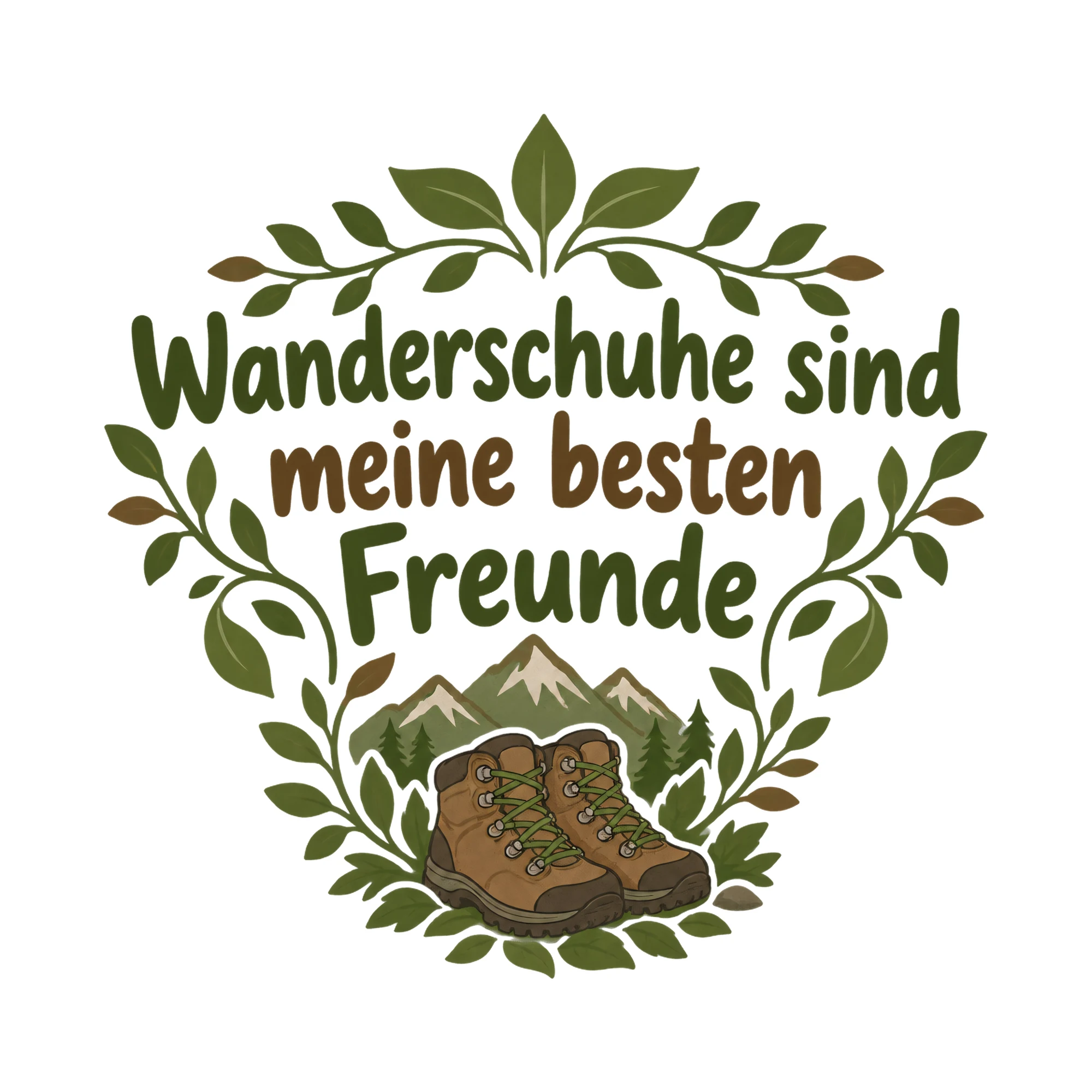Bügelbild Wanderschuhe sind meine besten Freunde als Grafik auf weißem Hintergrund (BB018457)