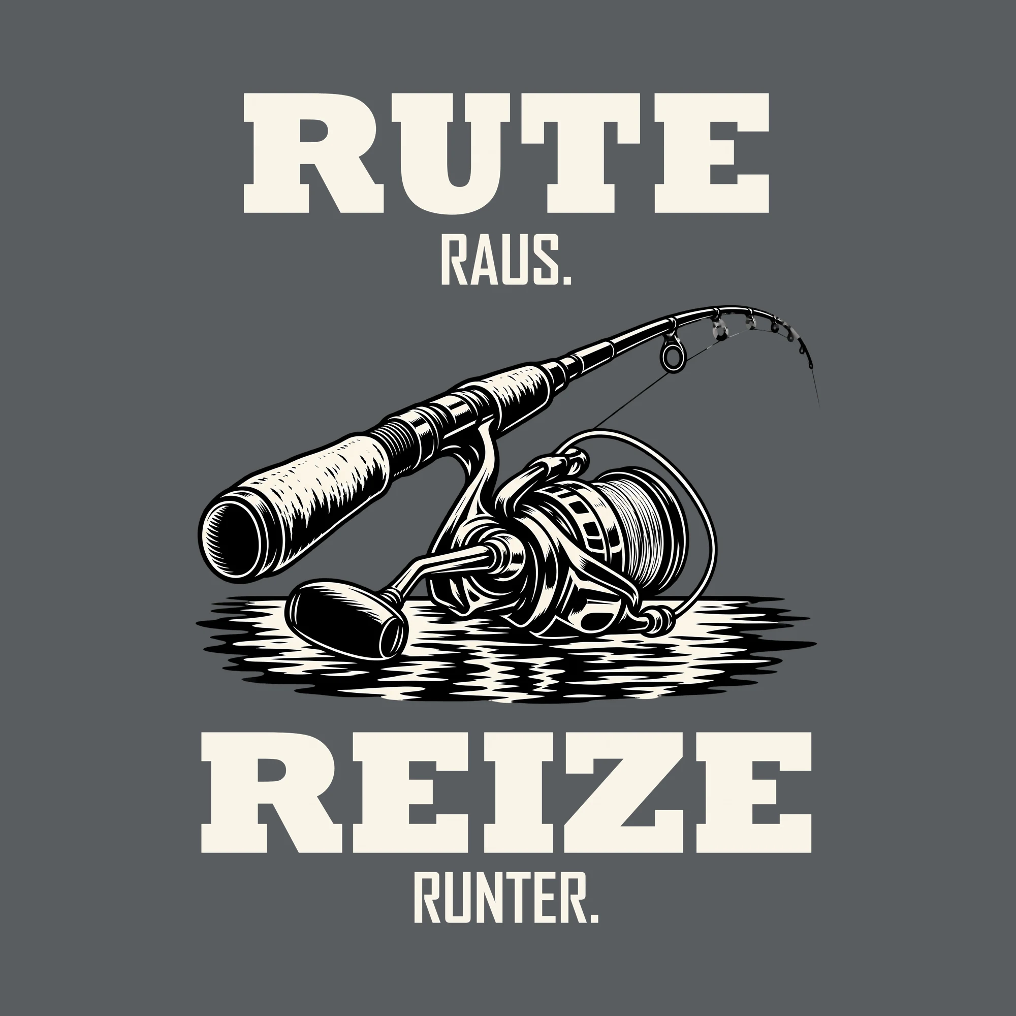 Bügelbild RUTE RAUS. REIZE RUNTER. als Grafik auf dunklem Hintergrund (BB012765)