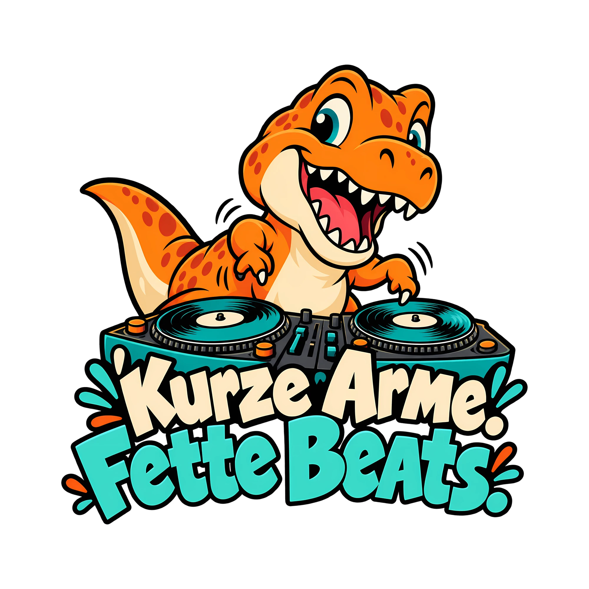 Bügelbild Kurze Arme. Fette Beats. als Grafik auf weißem Hintergrund (BB012920)