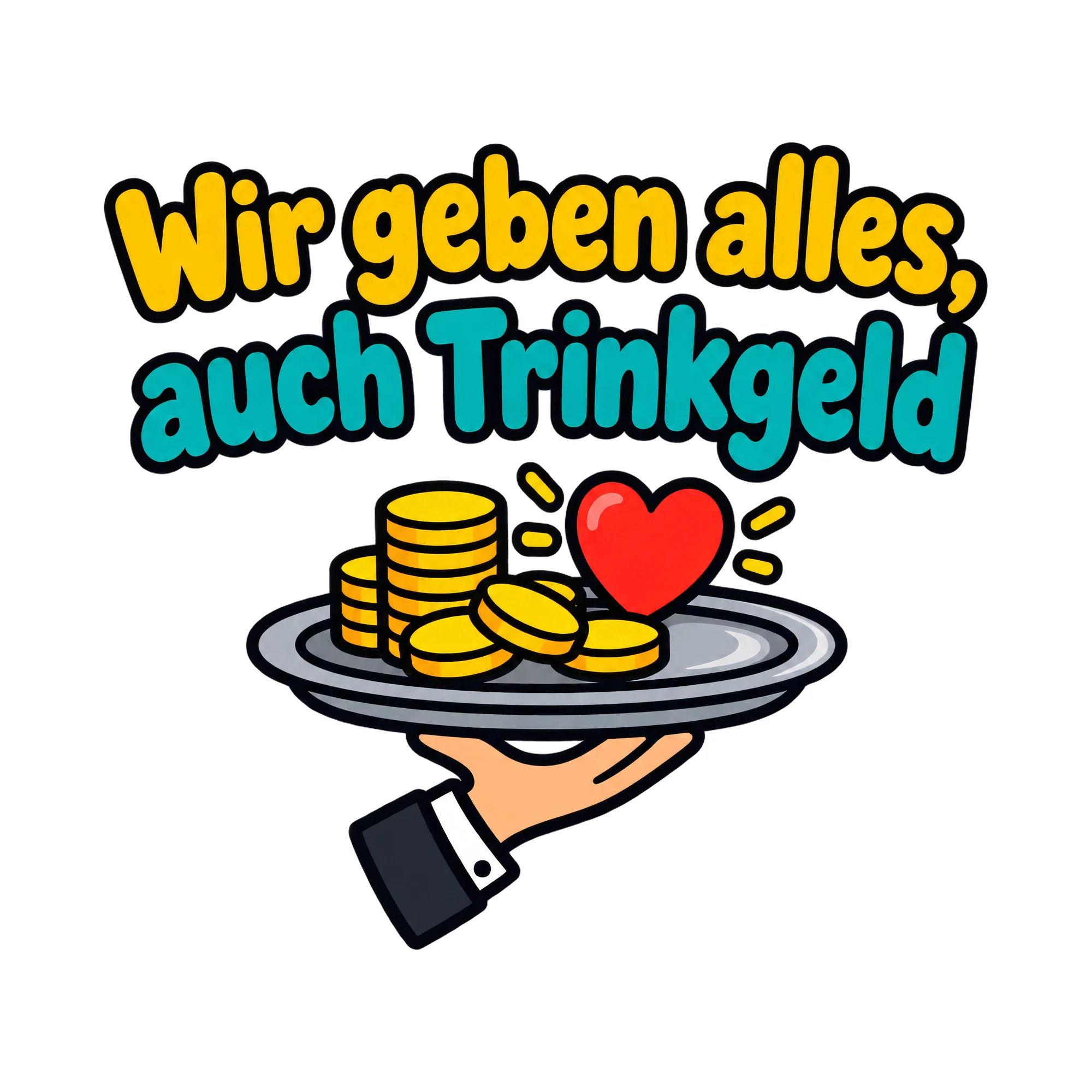 Bügelbild Wir geben alles, auch Trinkgeld, Beruf Shirt Spruch als Grafik auf weißem Hintergrund (BB020263)