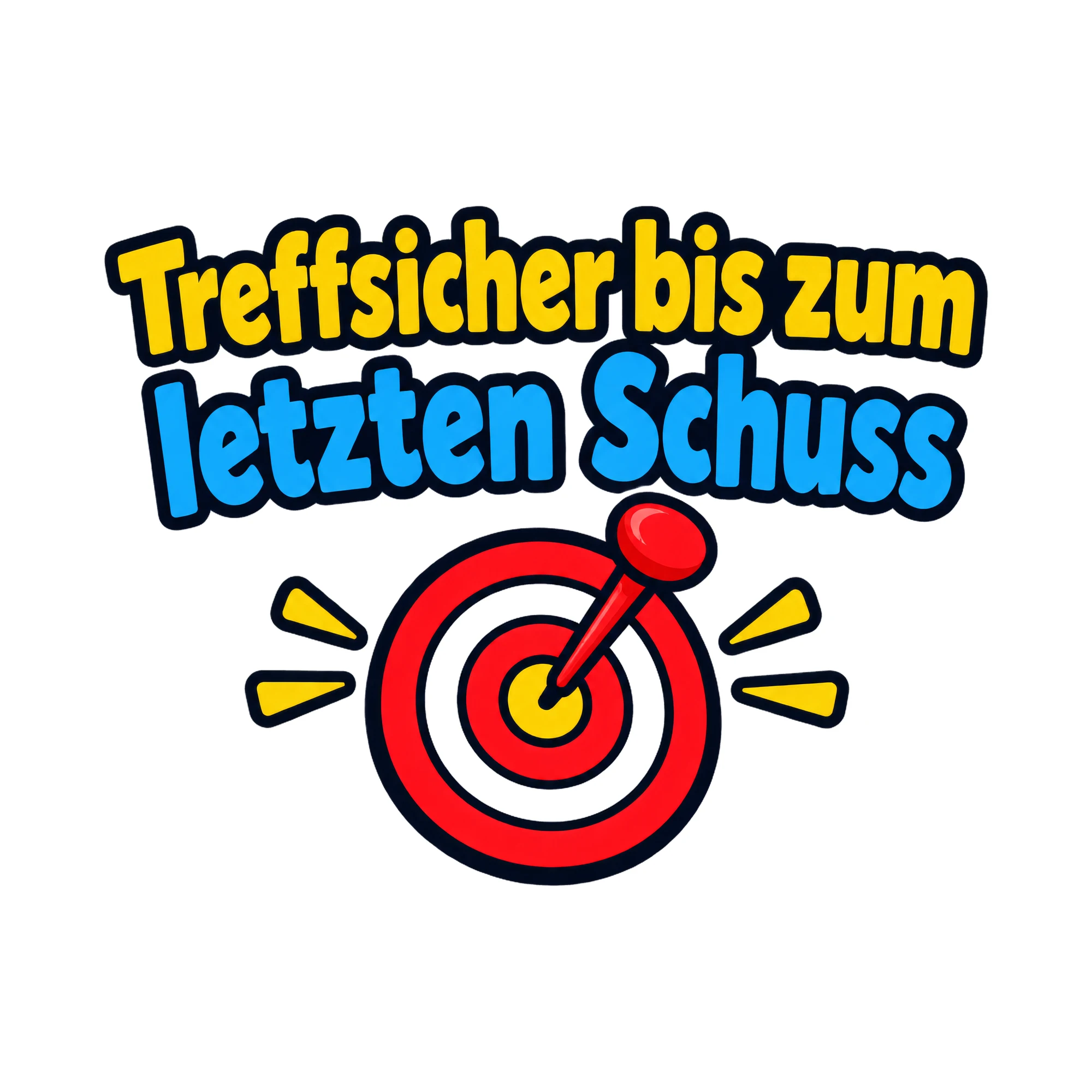 Bügelbild Treffsicher bis zum letzten Schuss als Grafik auf weißem Hintergrund (BB020398)