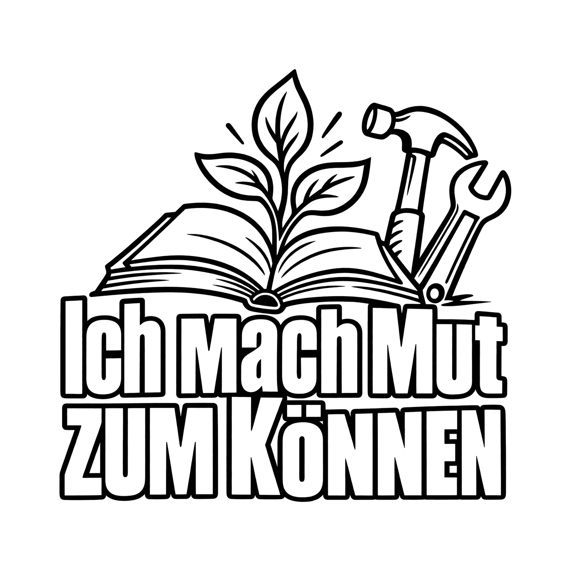 Bügelbild ICH MACH MUT ZUM KÖNNEN als Grafik auf weißem Hintergrund (BB011703)