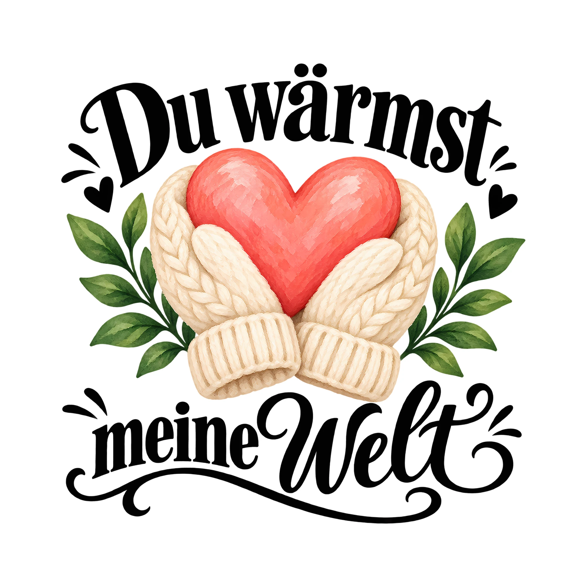 Bügelbild Du wärmst meine Welt als Grafik auf weißem Hintergrund (BB012272)