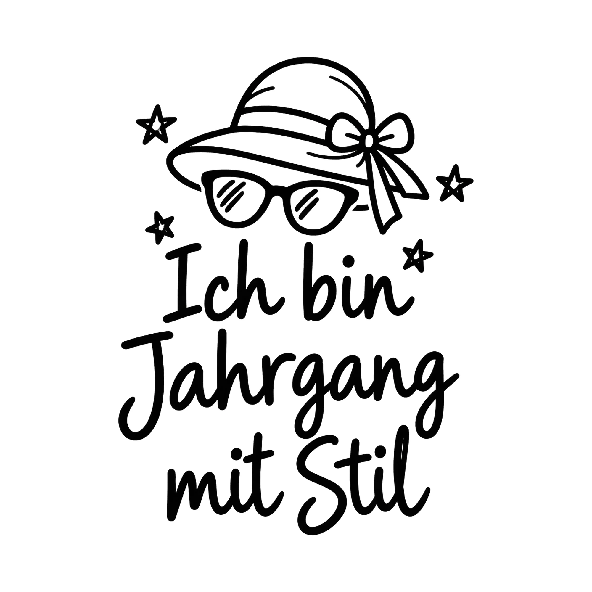 Bügelbild Ich bin Jahrgang mit Stil, Geburtstagsshirt Spruch als Grafik auf weißem Hintergrund (BB018370)