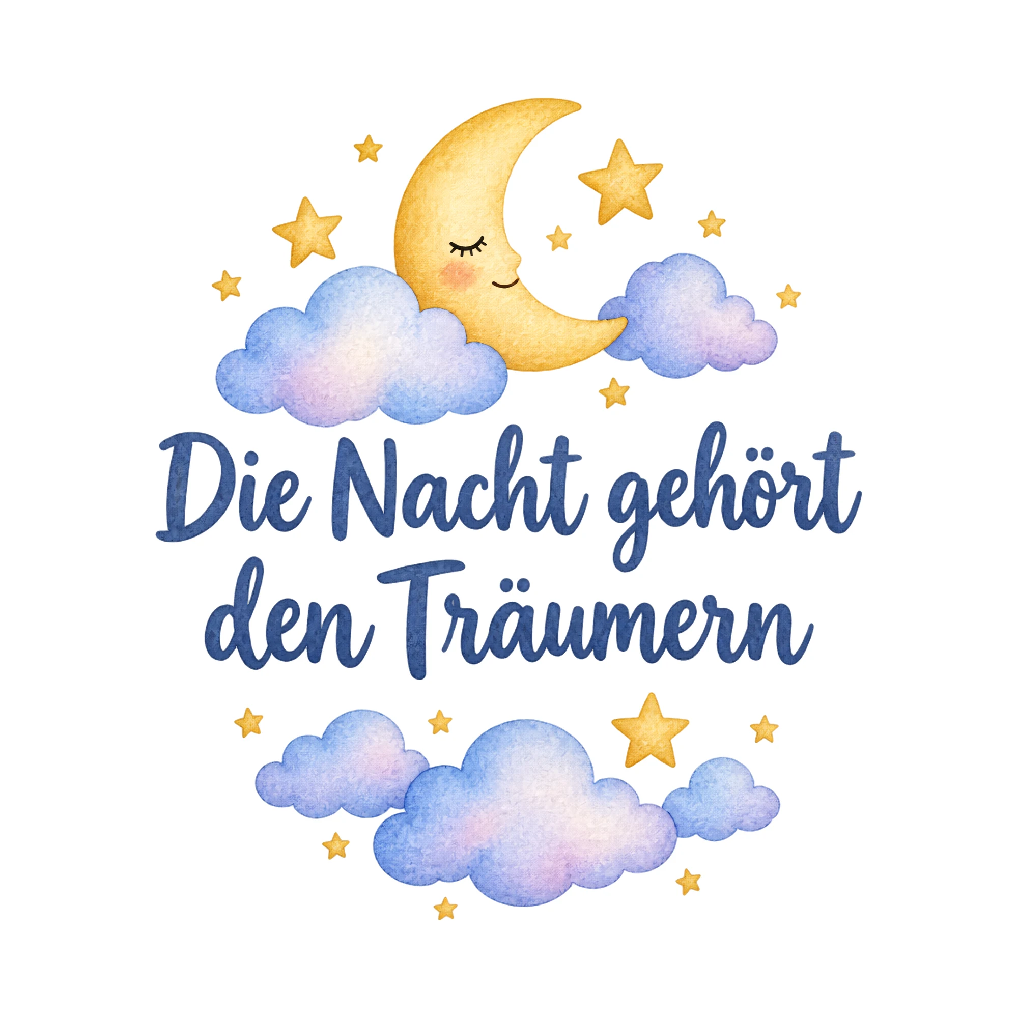 Bügelbild Die Nacht gehört den Träumern als Grafik auf weißem Hintergrund (BB019877)