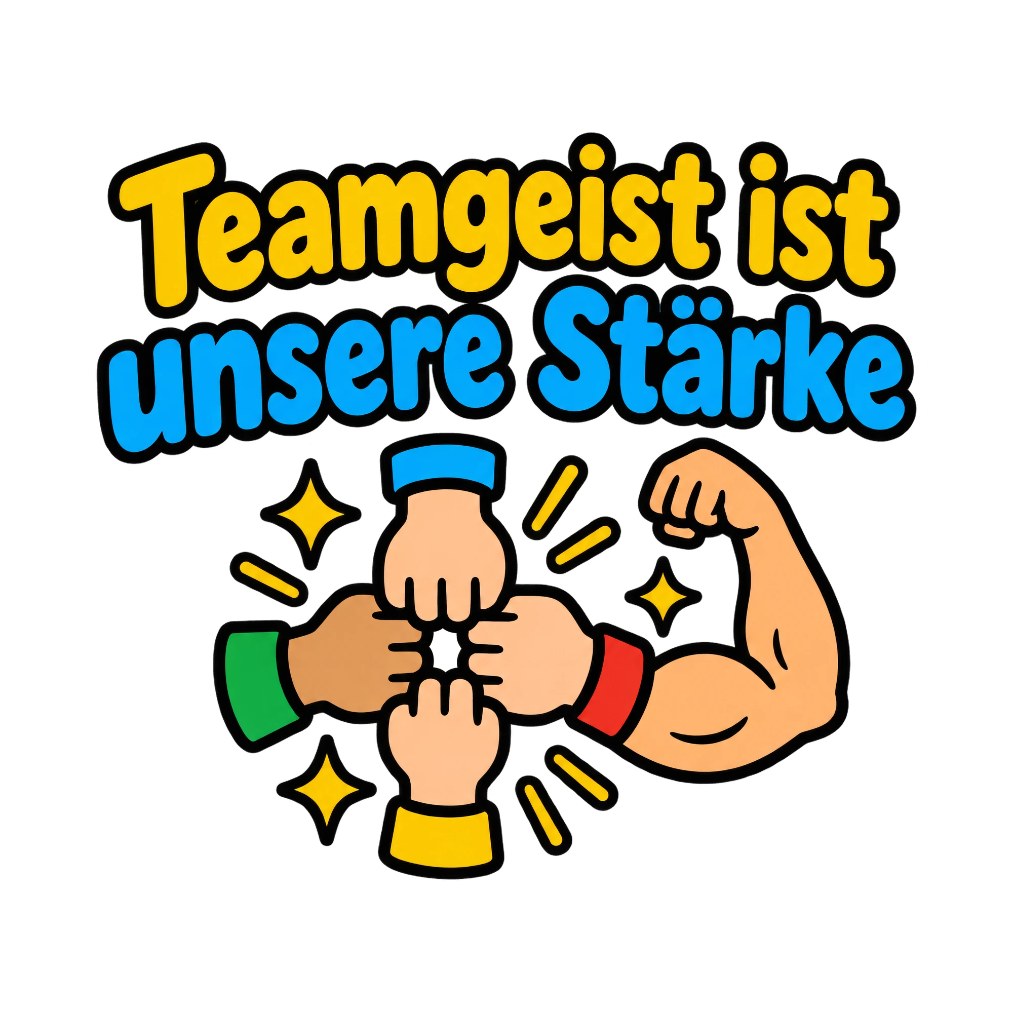 Bügelbild Teamgeist ist unsere Stärke, Vereine Shirt Spruch als Grafik auf weißem Hintergrund (BB018675)