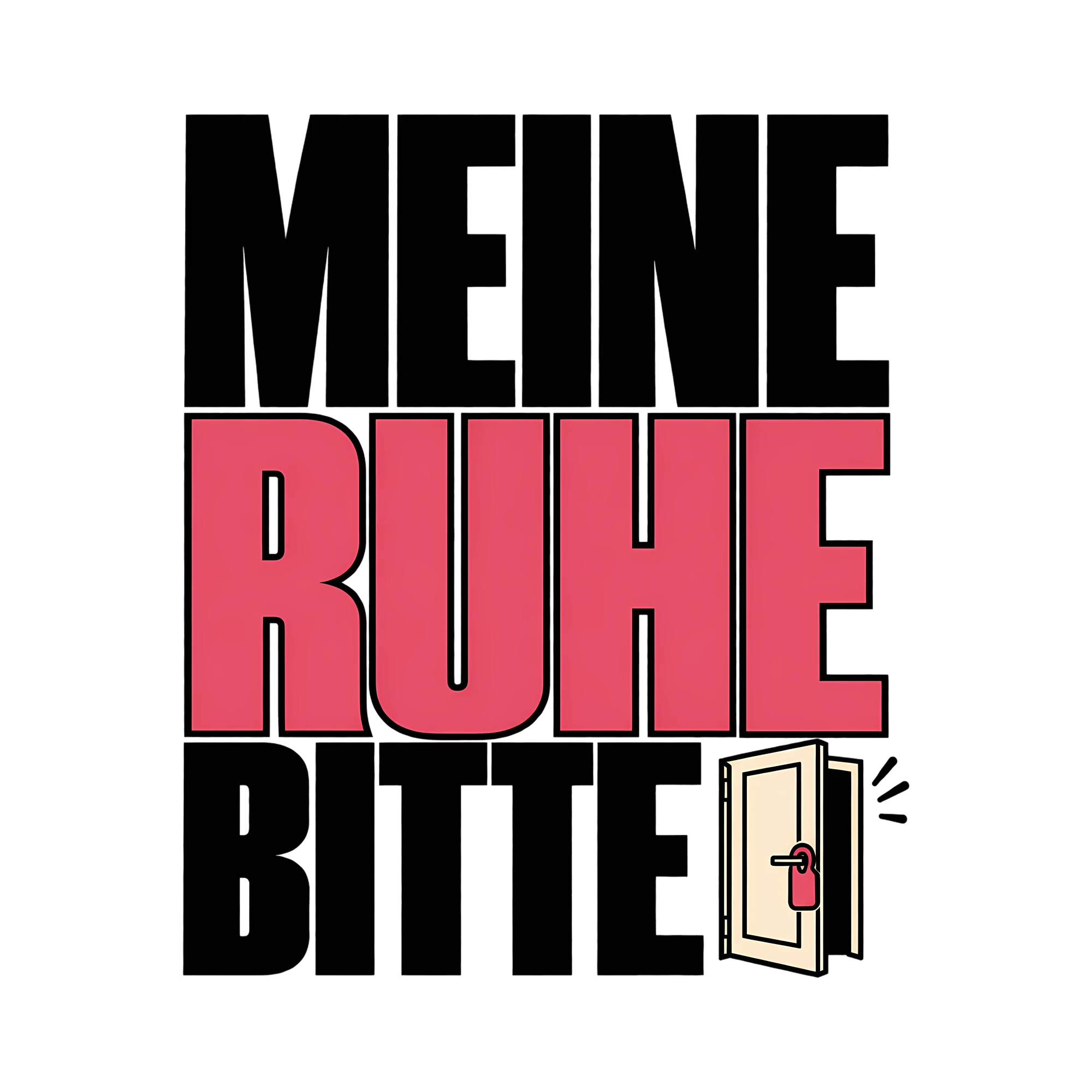 Bügelbild Meine Ruhe bitte als Grafik auf weißem Hintergrund (BB014156)