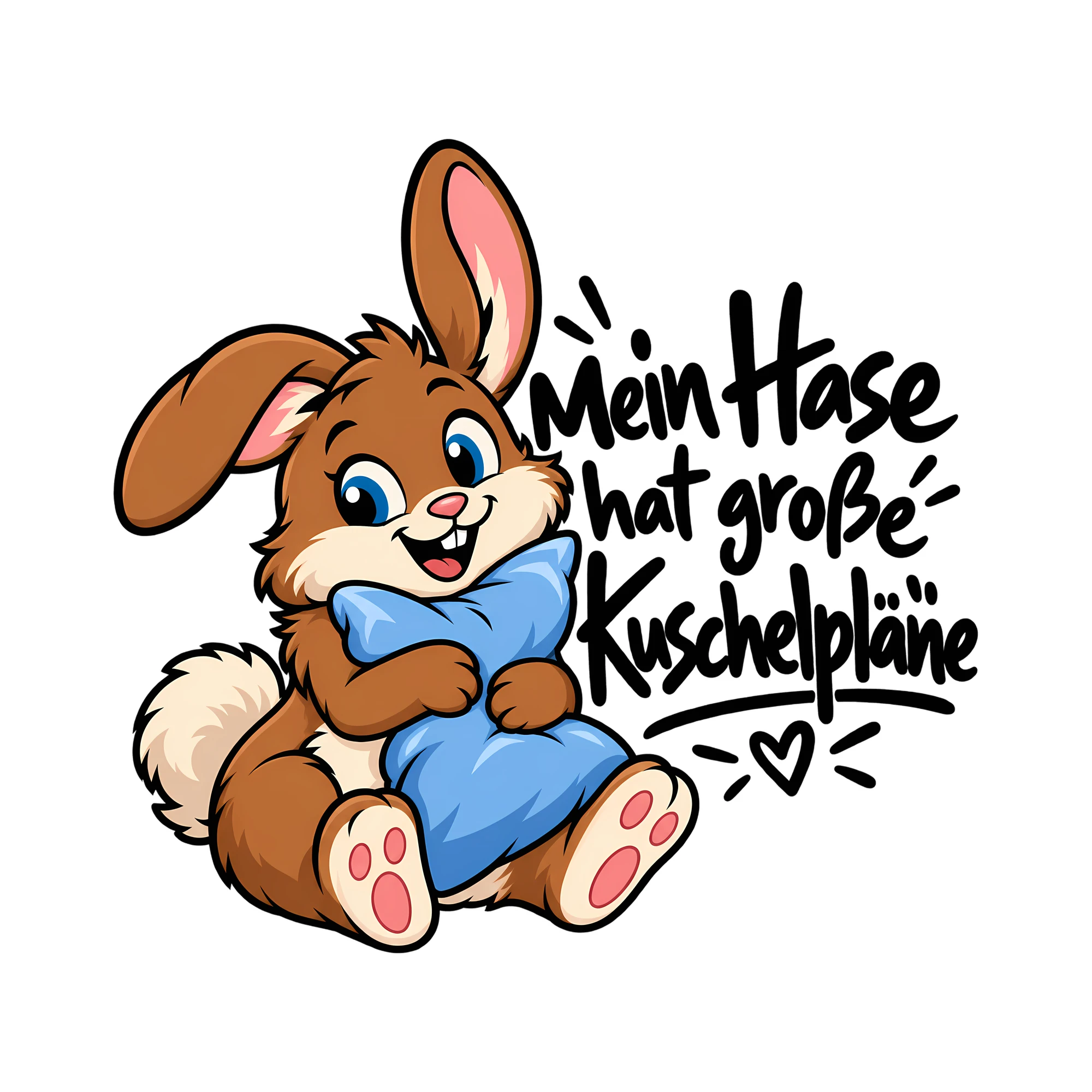 Bügelbild Mein Hase hat große Kuschelpläne als Grafik auf weißem Hintergrund (BB013351)