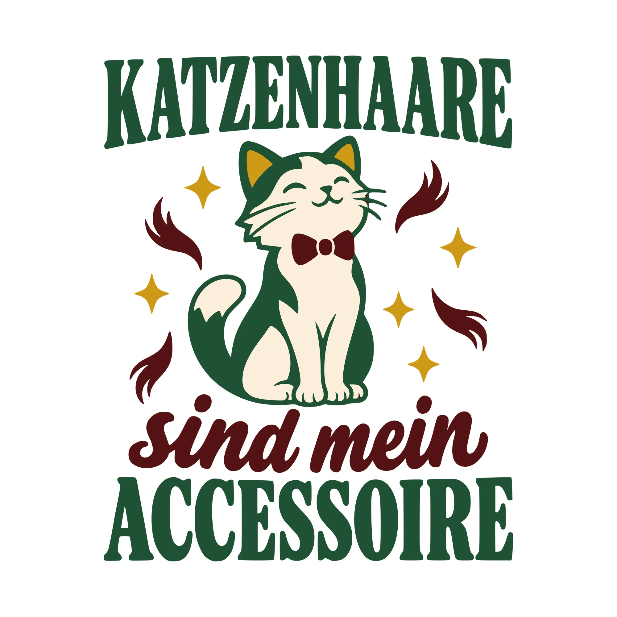 Bügelbild Katzenhaare sind mein Accessoire als Grafik auf weißem Hintergrund (BB010596)