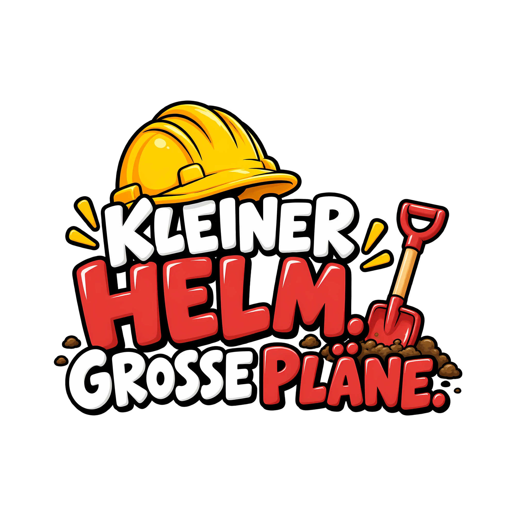 Bügelbild KLEINER HELM. GROSSE PLÄNE. als Grafik auf weißem Hintergrund (BB014010)