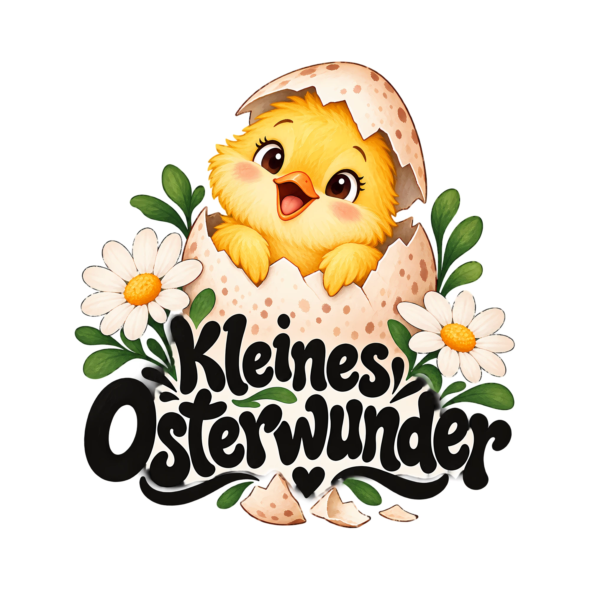 Bügelbild Kleines Osterwunder als Grafik auf weißem Hintergrund (BB013332)