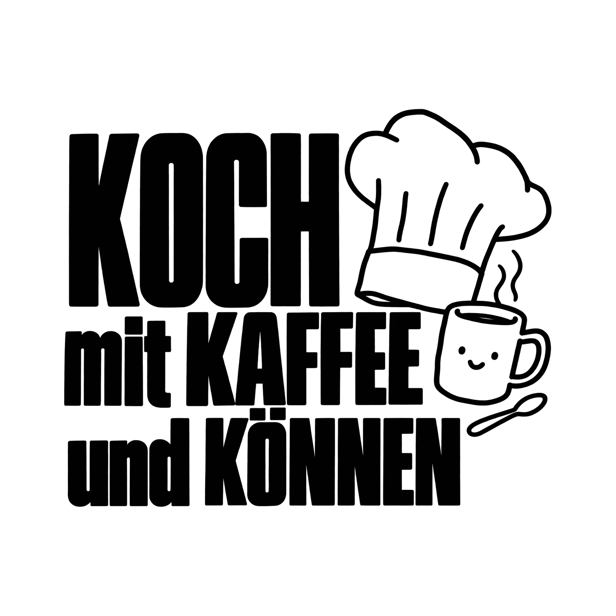 Bügelbild Koch mit Kaffee und Können als Grafik auf weißem Hintergrund (BB012207)