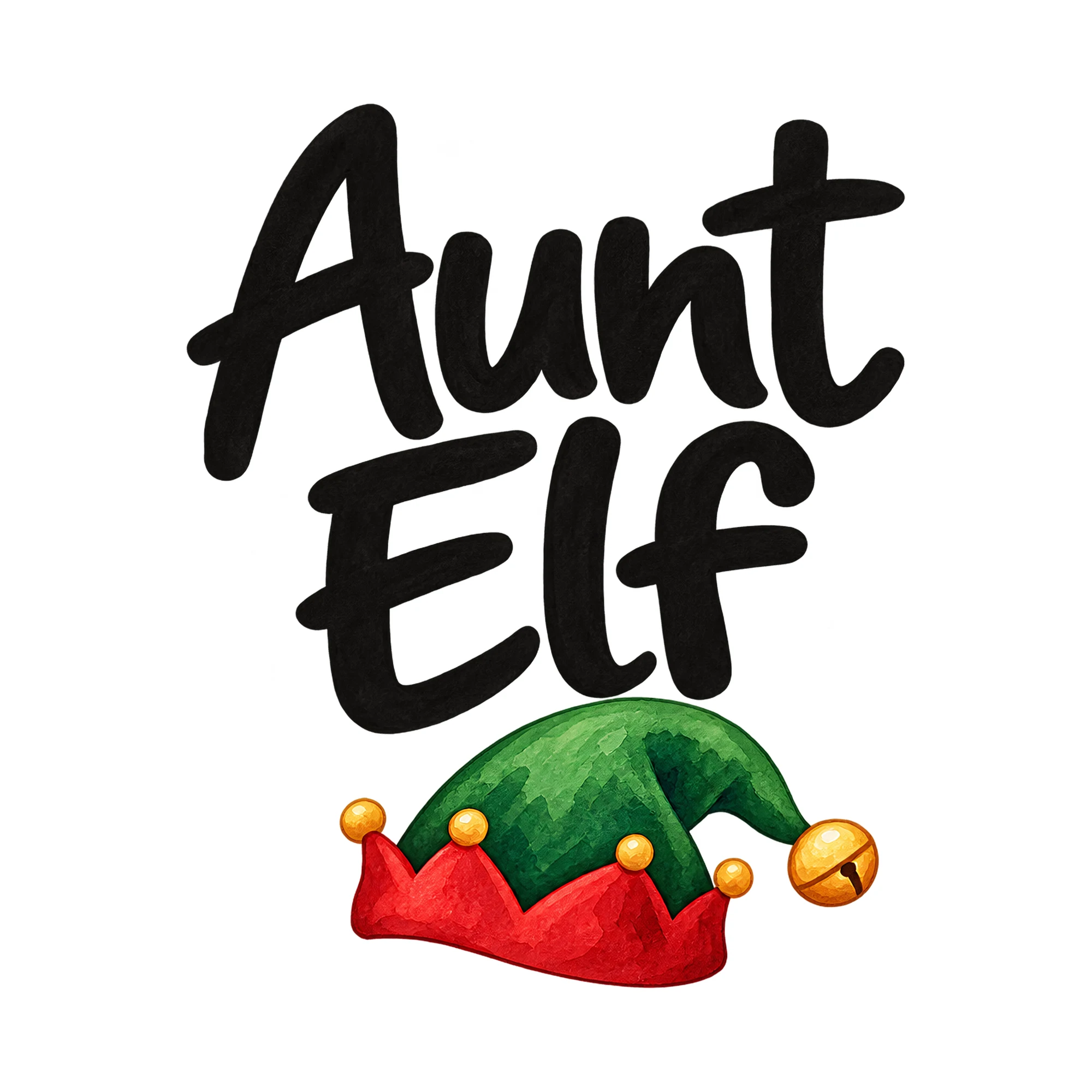 Bügelbild „Aunt Elf“, Weihnachtspullover Spruch als Grafik auf weißem Hintergrund (BB014833)