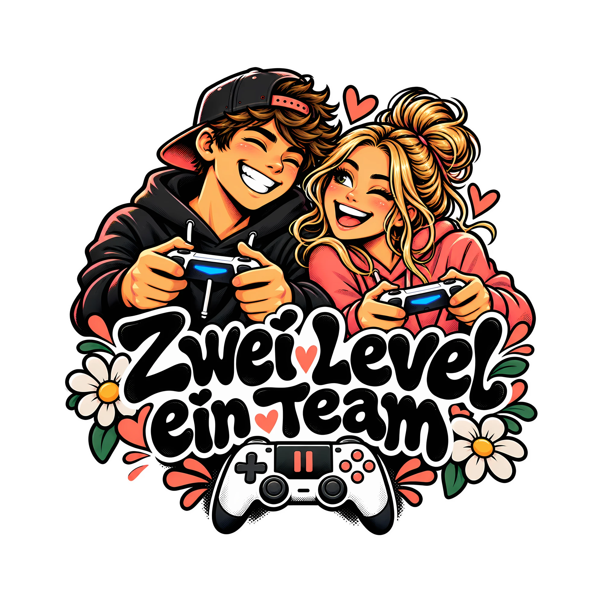 Bügelbild Zwei Level ein Team als Grafik auf weißem Hintergrund (BB012810)