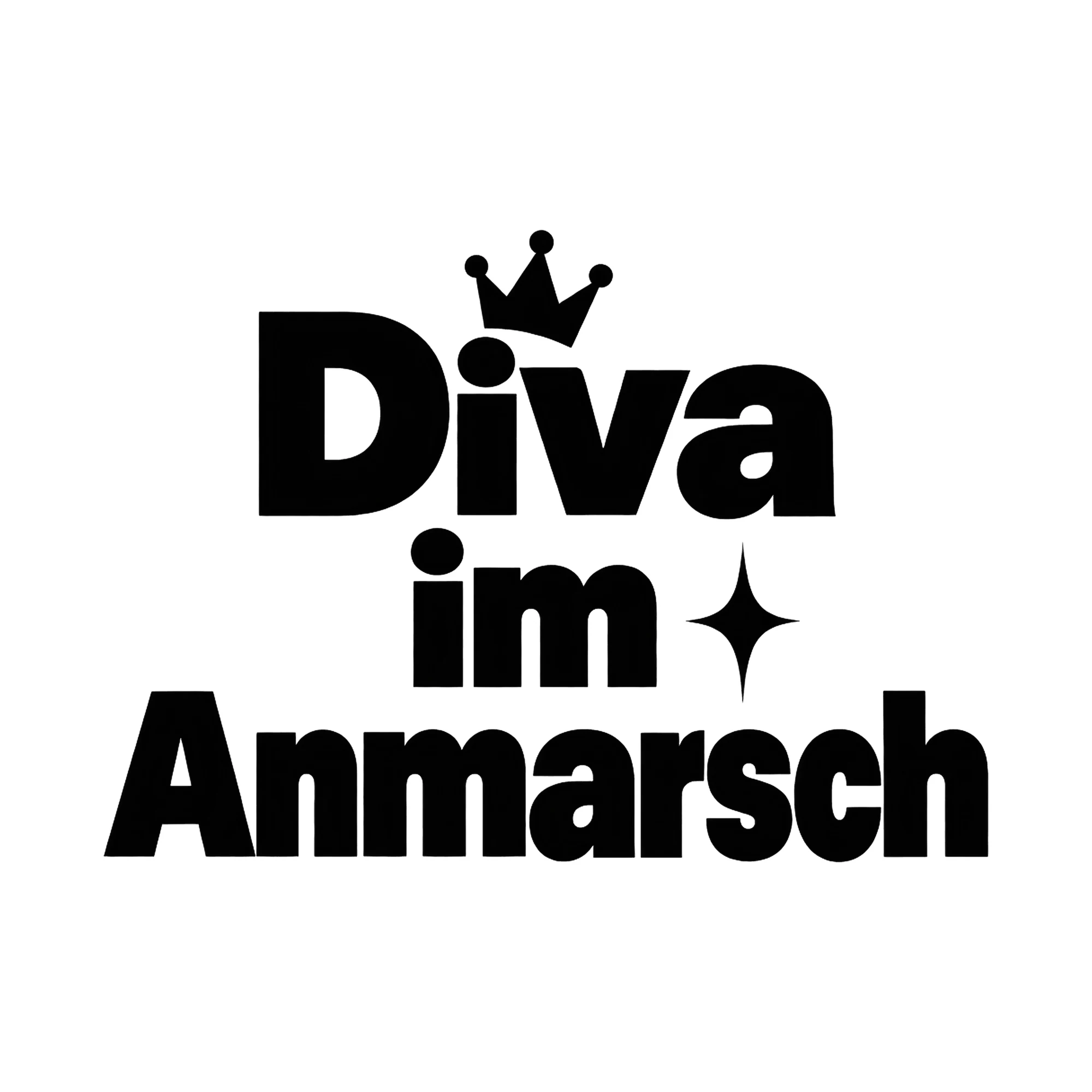 Bügelbild Diva im Anmarsch, Babybody bügeln Motiv als Grafik auf weißem Hintergrund (BB017035)