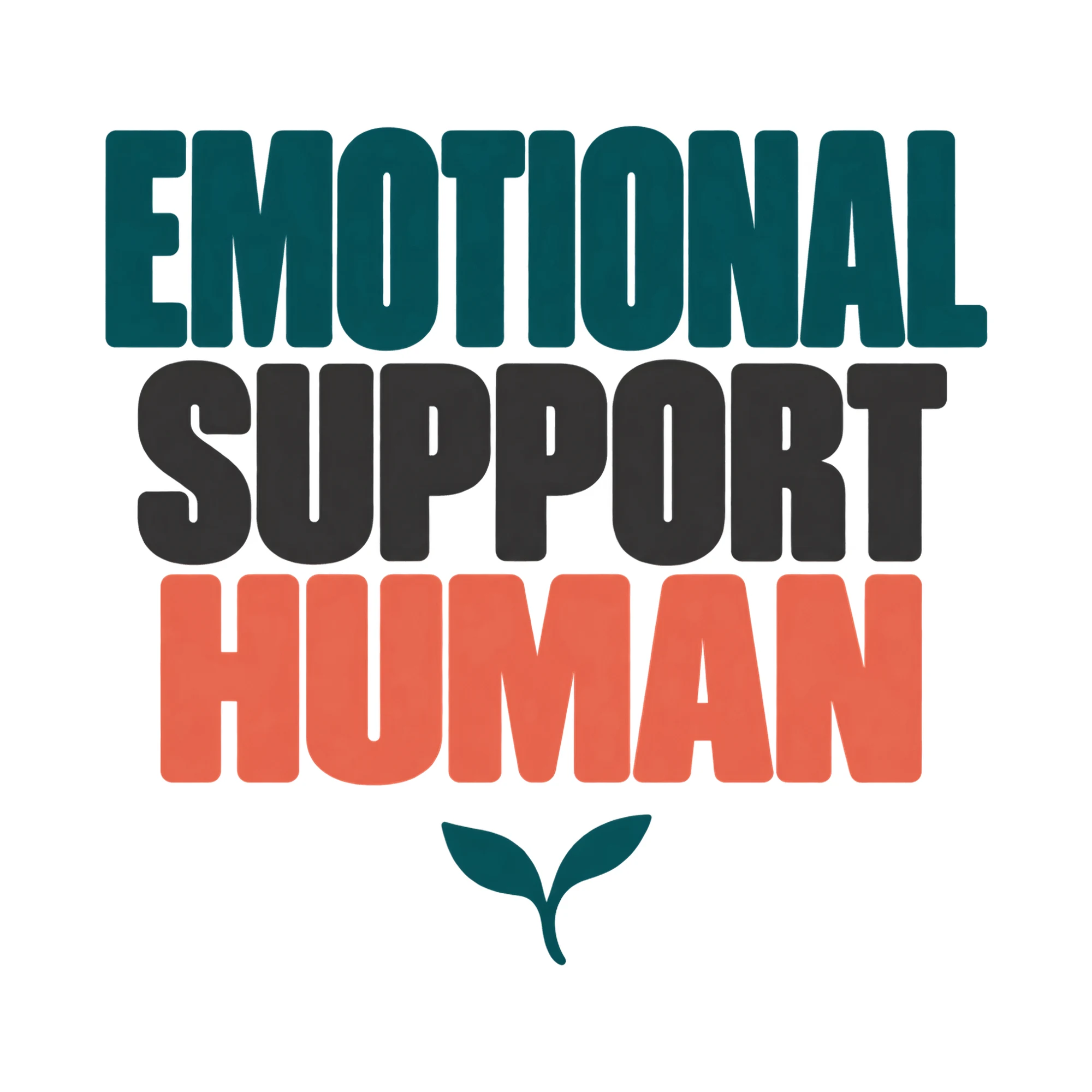 Bügelbild EMOTIONAL SUPPORT HUMAN als Grafik auf weißem Hintergrund (BB021128)