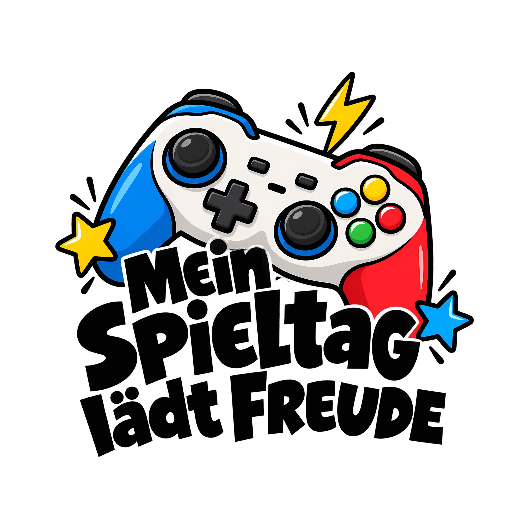 Bügelbild Mein Spieltag lädt Freude als Grafik auf weißem Hintergrund (BB014622)