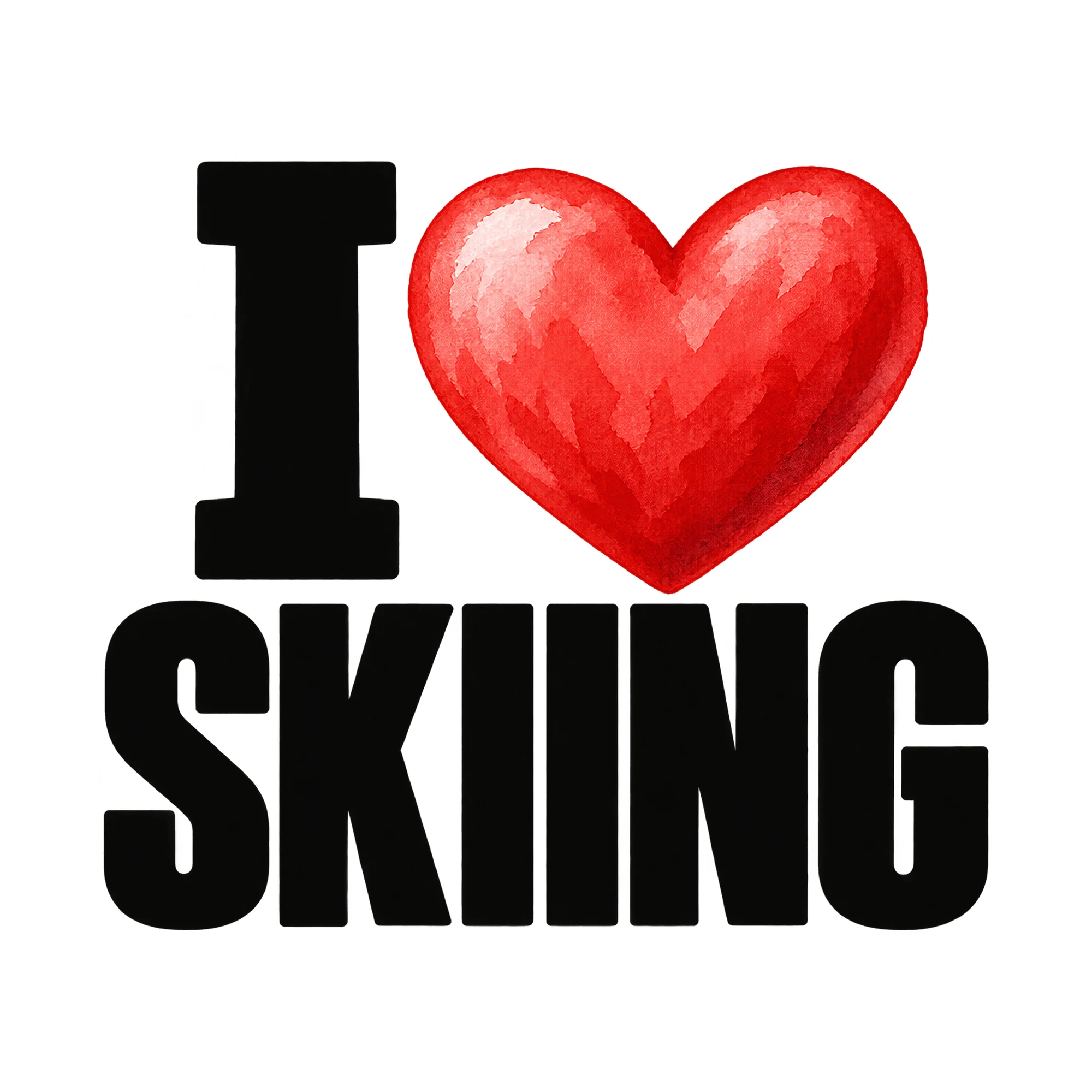 Bügelbild I Skiing, Familienshirt Spruch als Grafik auf weißem Hintergrund (BB015511)
