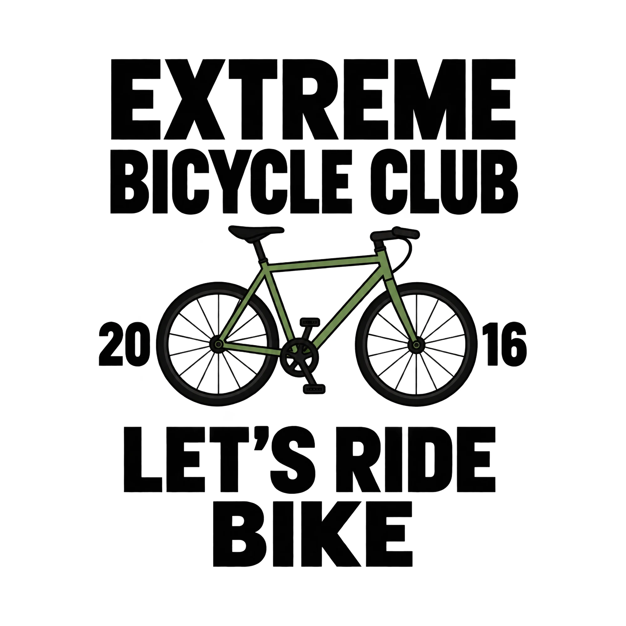 Bügelbild Extreme Bicycle Club 20 16 Let's Ride Bike, Sport Shirt Spruch als Grafik auf weißem Hintergrund (BB015618)