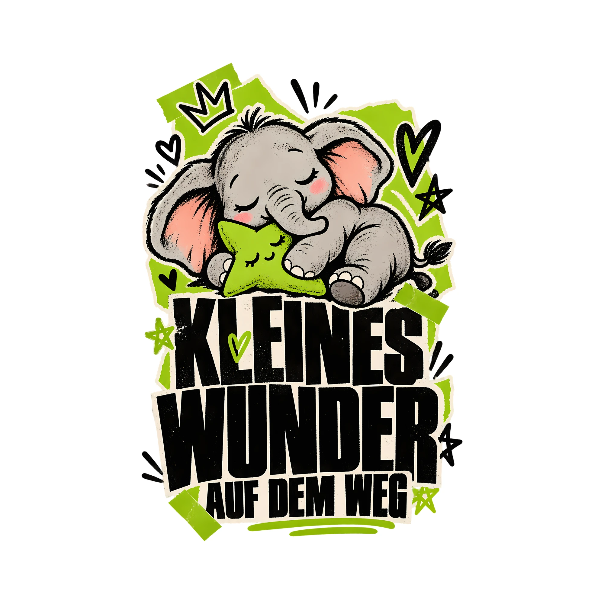 Bügelbild Kleines Wunder auf dem Weg als Grafik auf weißem Hintergrund (BB011784)