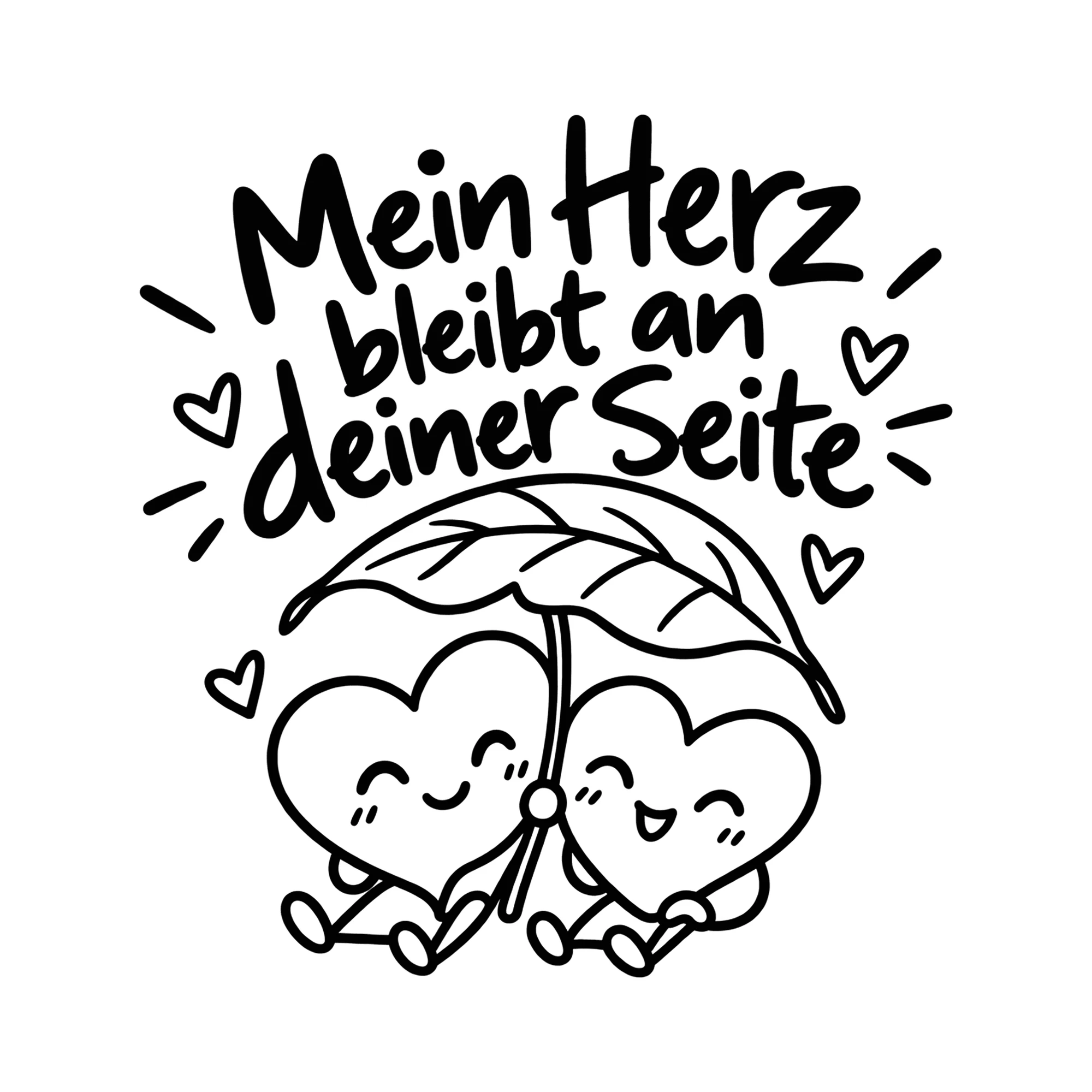 Bügelbild Mein Herz bleibt an deiner Seite als Grafik auf weißem Hintergrund (BB013620)
