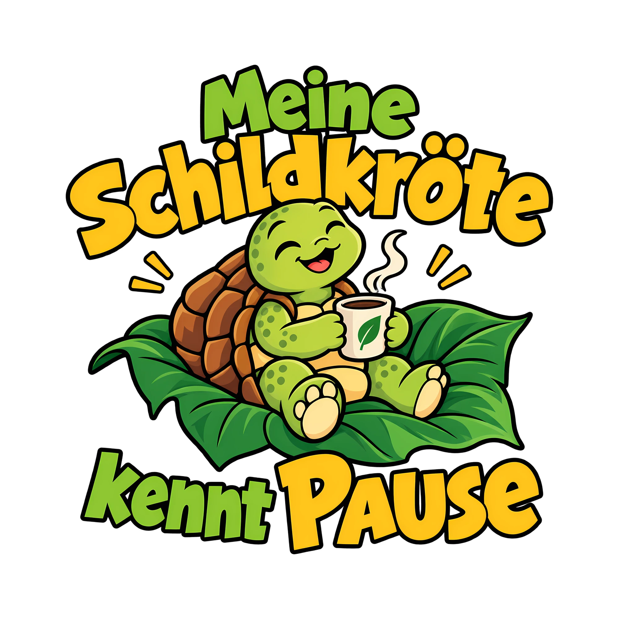 Bügelbild Meine Schildkröte kennt Pause als Grafik auf weißem Hintergrund (BB014385)