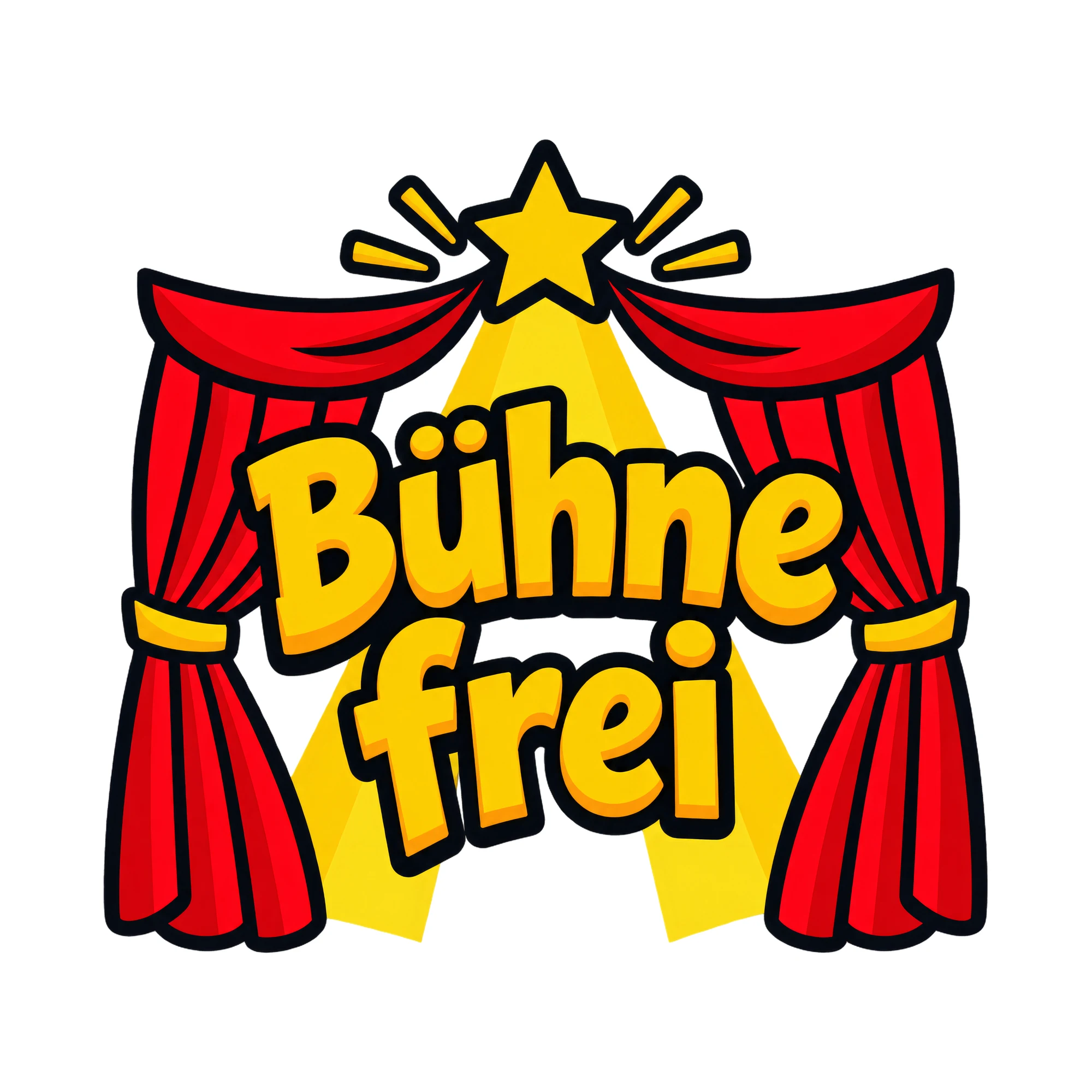 Bügelbild Bühne frei als Grafik auf weißem Hintergrund (BB018532)