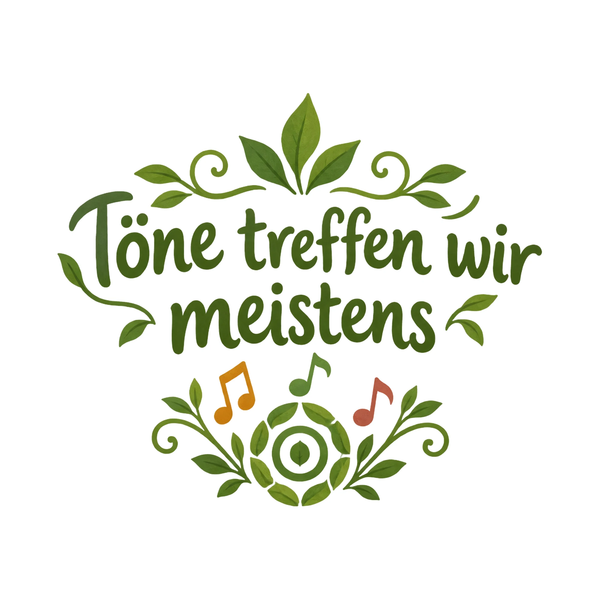 Bügelbild Töne treffen wir meistens, Vereine Shirt Spruch als Grafik auf weißem Hintergrund (BB020471)