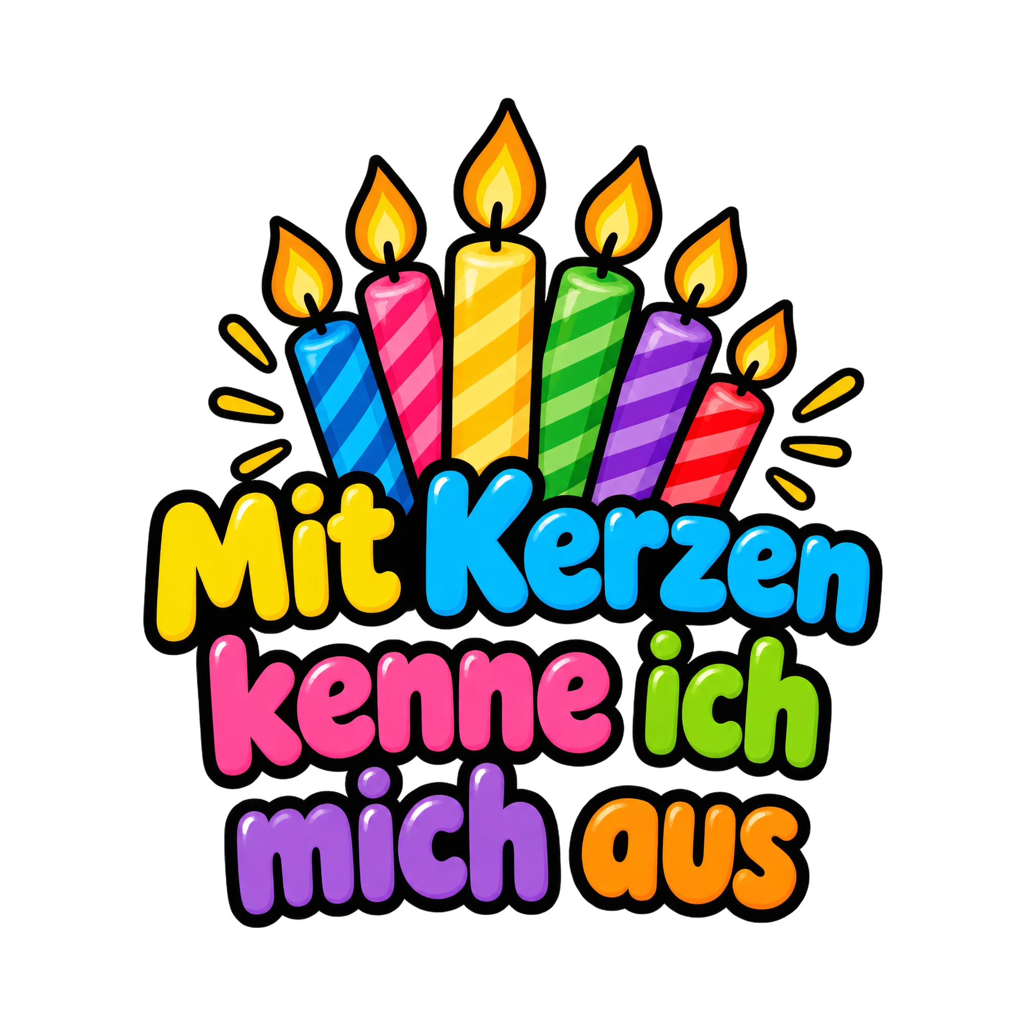 Bügelbild Mit kerzen kenne ich mich aus als Grafik auf weißem Hintergrund (BB016352)