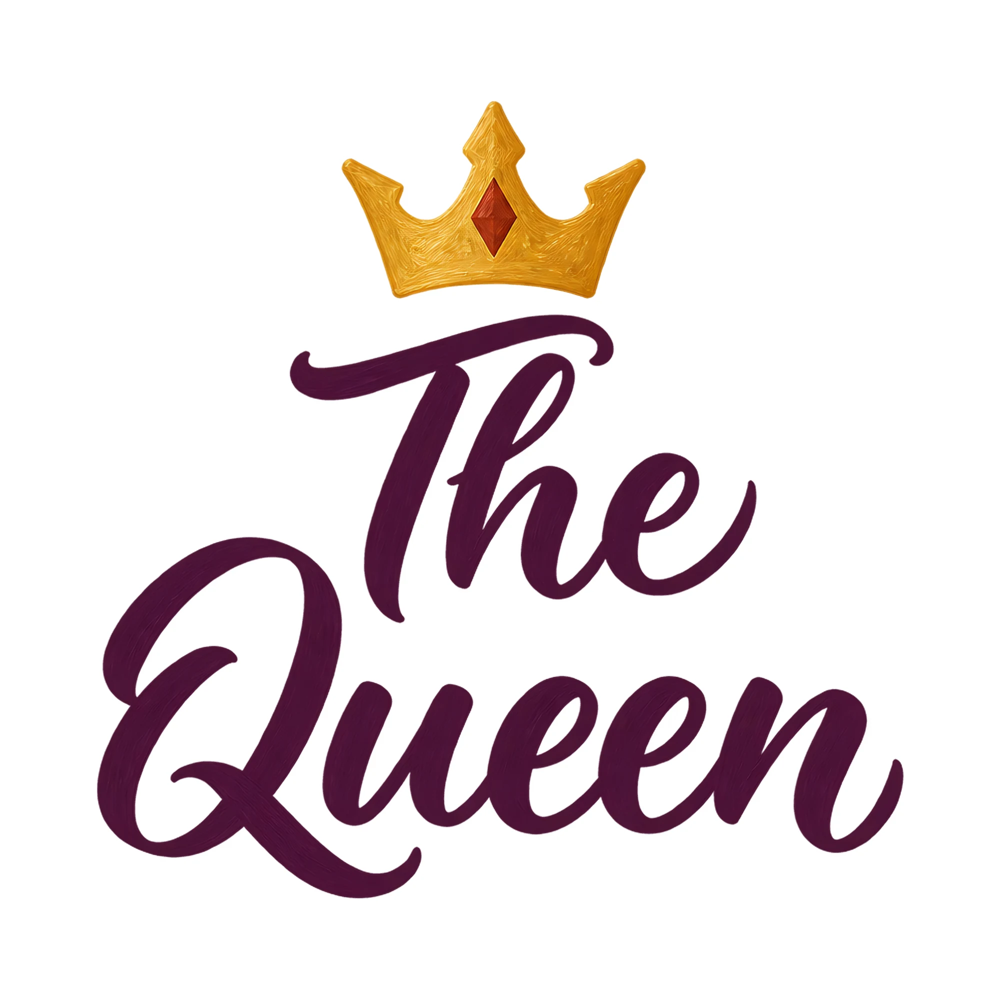 Bügelbild The Queen, Lustiger Shirt Spruch als Grafik auf weißem Hintergrund (BB018090)