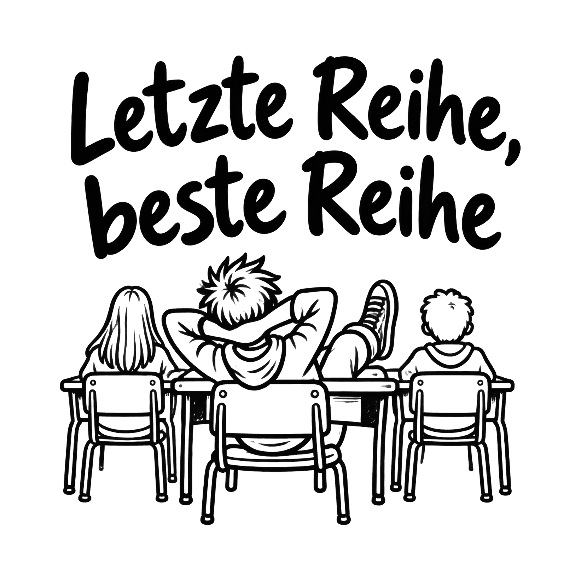 Bügelbild Letzte Reihe, beste Reihe, Lustiger Shirt Spruch als Grafik auf weißem Hintergrund (BB020115)