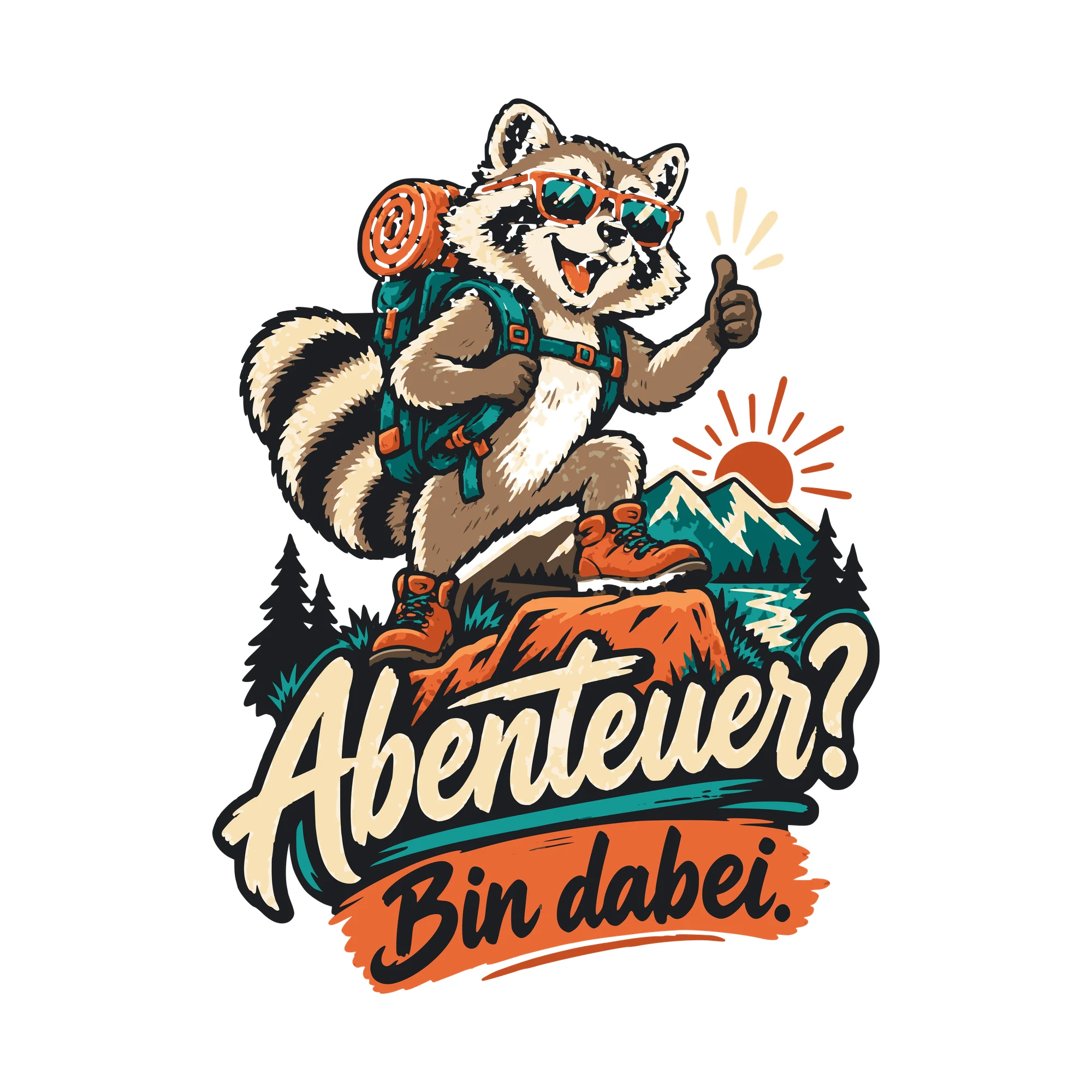 Bügelbild Abenteuer? Bin dabei. als Grafik auf weißem Hintergrund (BB011236)