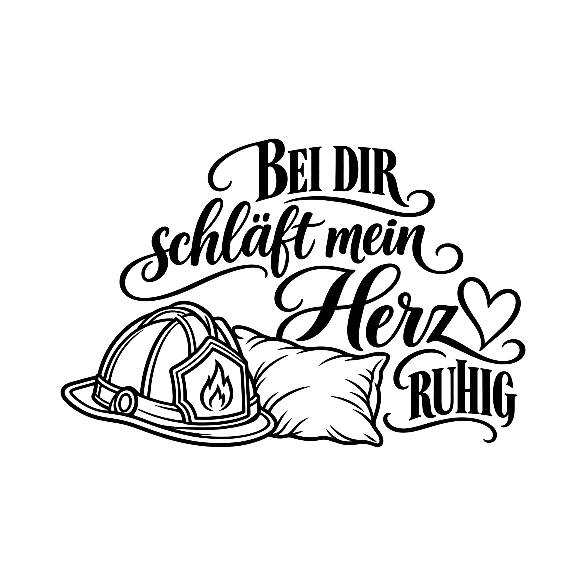 Bügelbild Bei dir schläft mein Herz ruhig als Grafik auf weißem Hintergrund (BB013528)