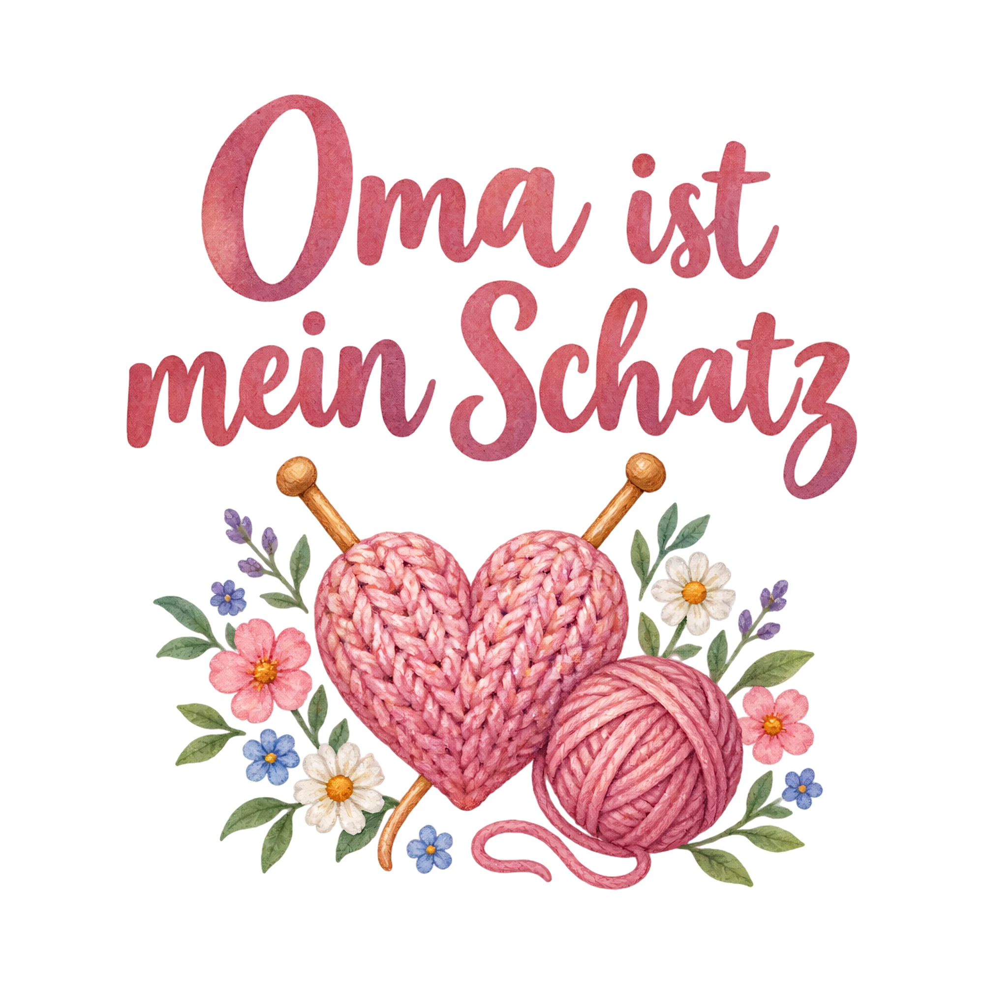 Bügelbild Oma ist mein Schatz, Großeltern Shirt Spruch als Grafik auf weißem Hintergrund (BB018679)