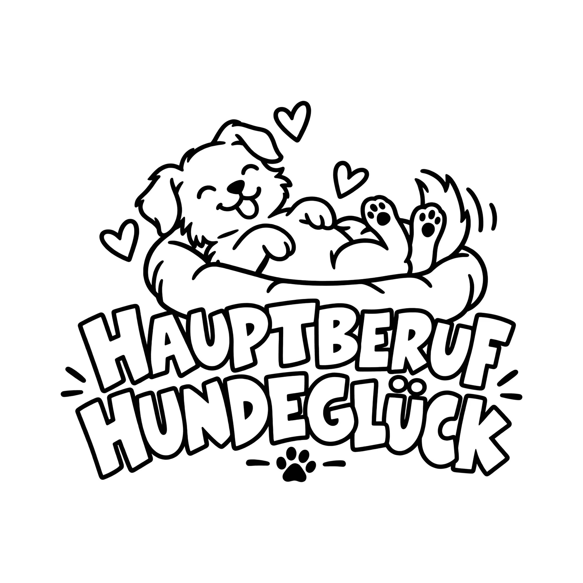 Bügelbild Hauptberuf Hundeglück als Grafik auf weißem Hintergrund (BB011558)