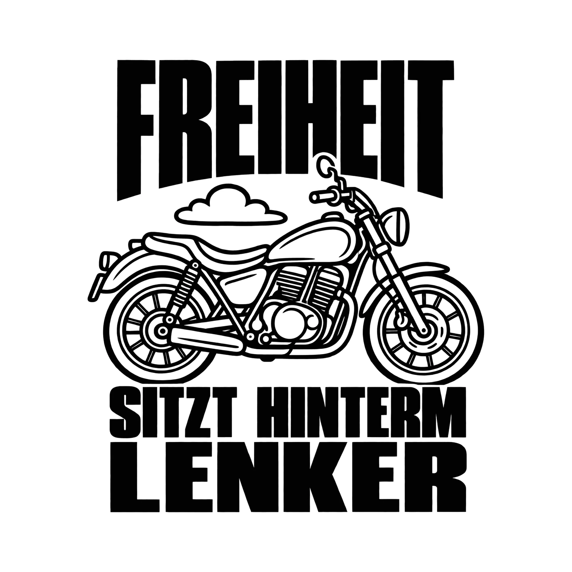 Bügelbild FREIHEIT SITZT HINTERM LENKER als Grafik auf weißem Hintergrund (BB012954)
