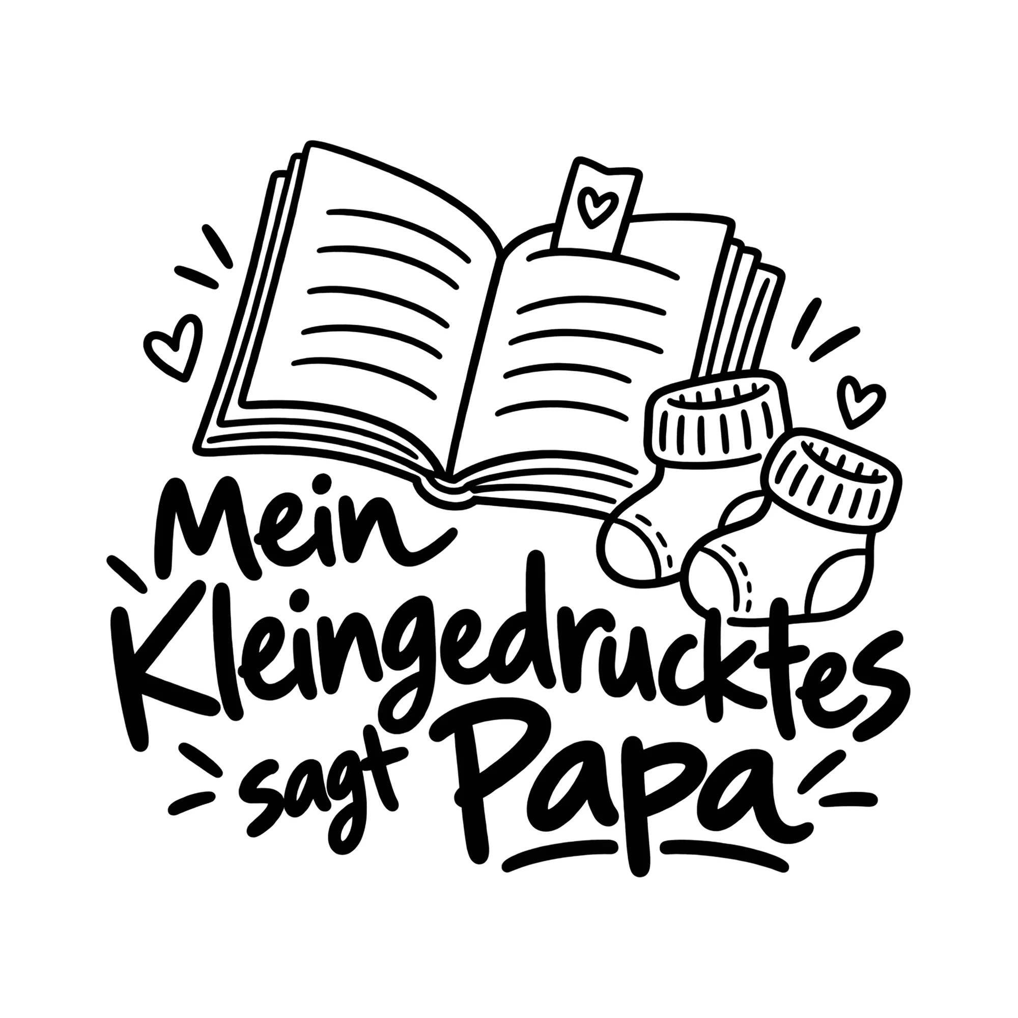 Bügelbild Mein Kleingedrucktes sagt Papa als Grafik auf weißem Hintergrund (BB012454)