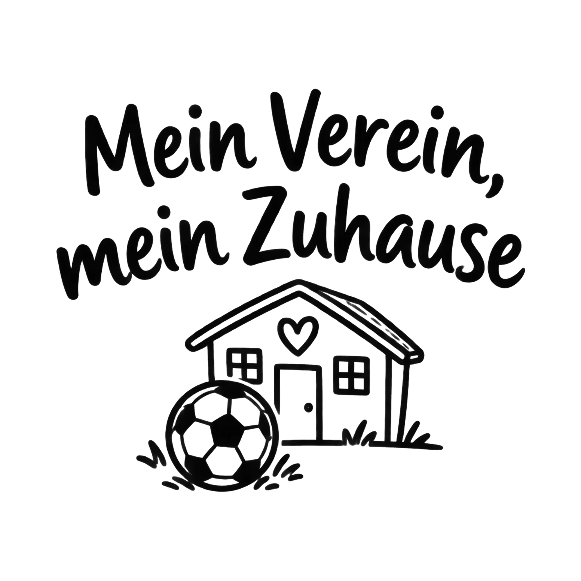 Bügelbild Mein Verein, mein Zuhause als Grafik auf weißem Hintergrund (BB020376)