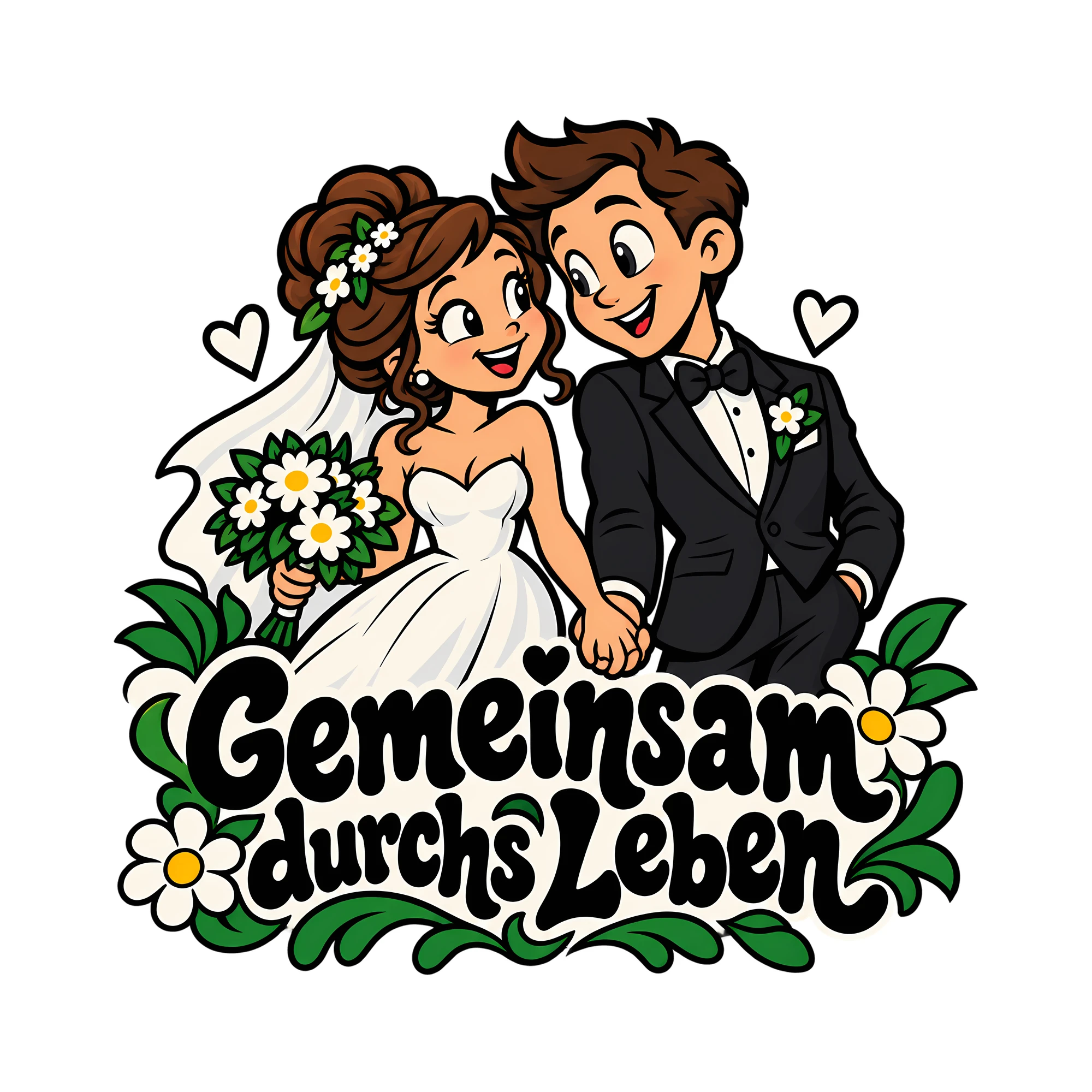 Bügelbild Gemeinsam durchs Leben als Grafik auf weißem Hintergrund (BB013116)
