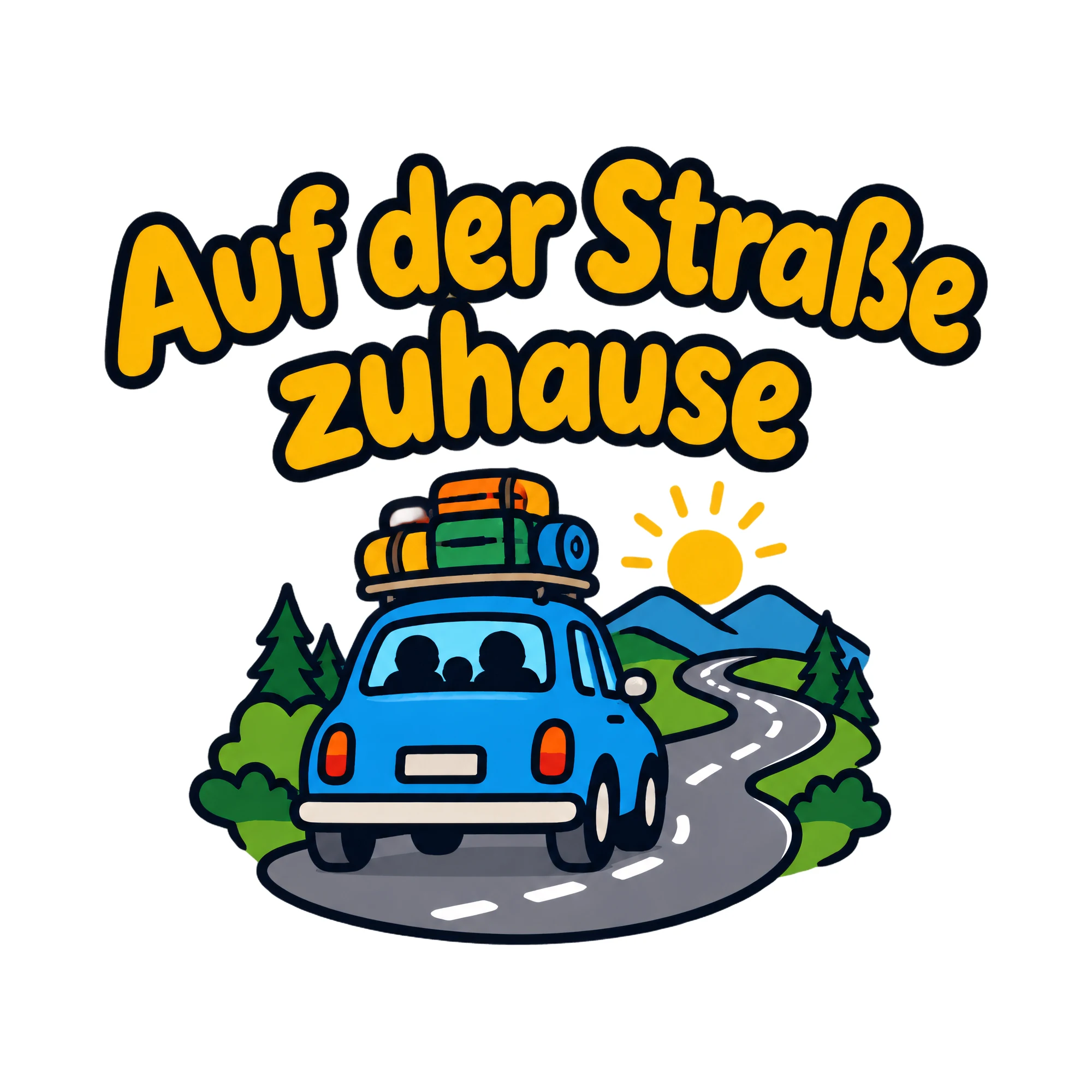 Bügelbild Auf der Straße zuhause als Grafik auf weißem Hintergrund (BB019678)
