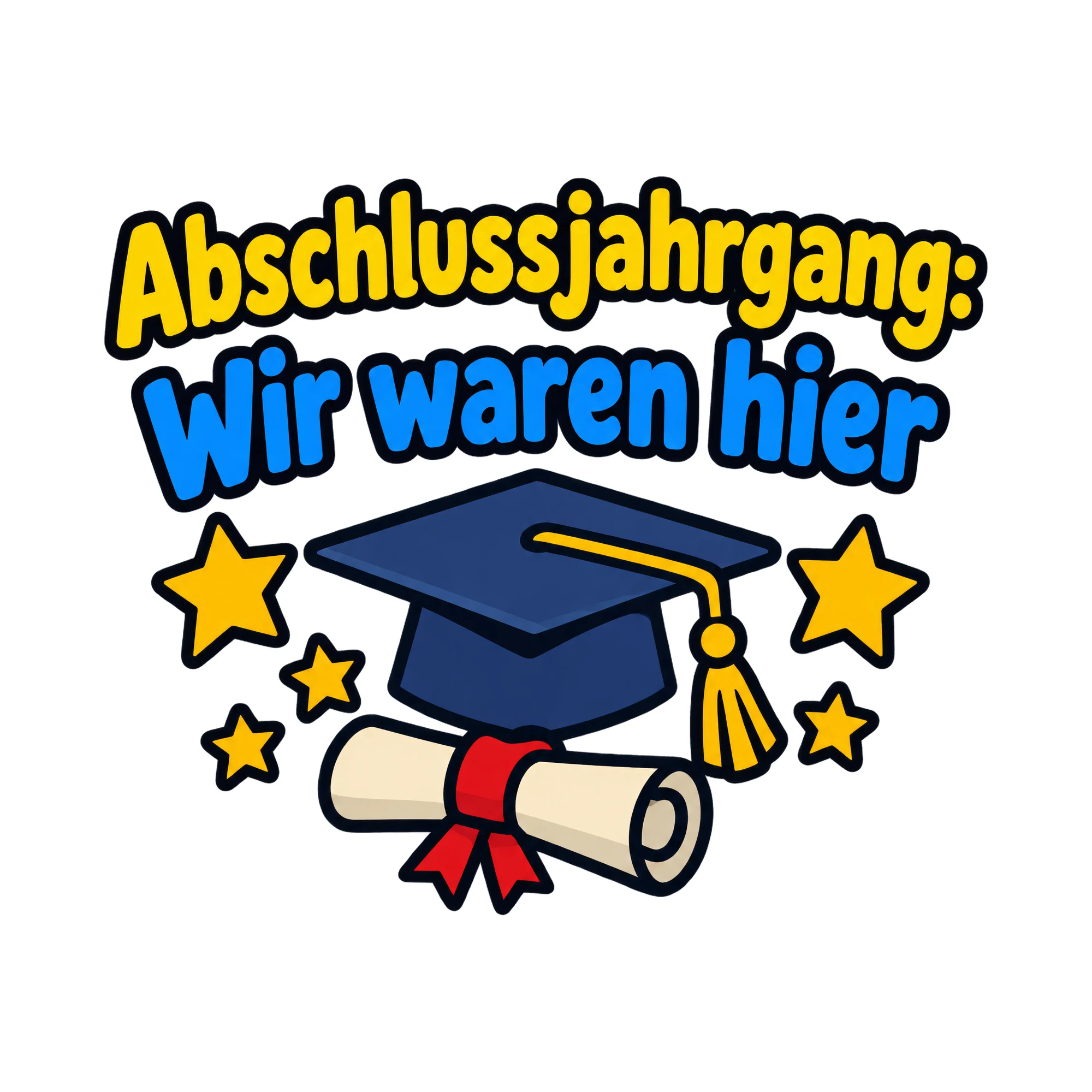 Bügelbild Abschlussjahrgang: Wir waren hier, Abi Shirt Spruch als Grafik auf weißem Hintergrund (BB020142)