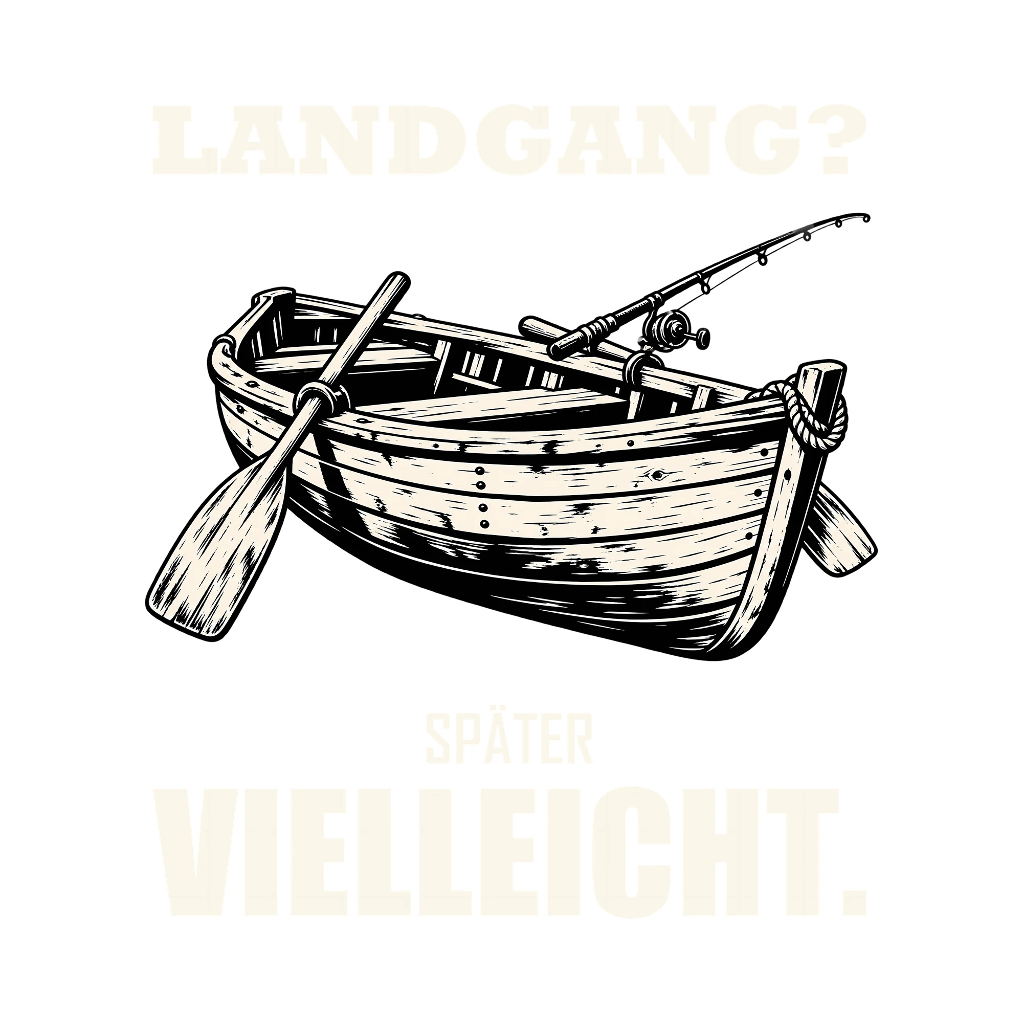Bügelbild LANDGANG? SPÄTER VIELLEICHT. als Grafik auf weißem Hintergrund (BB012773)