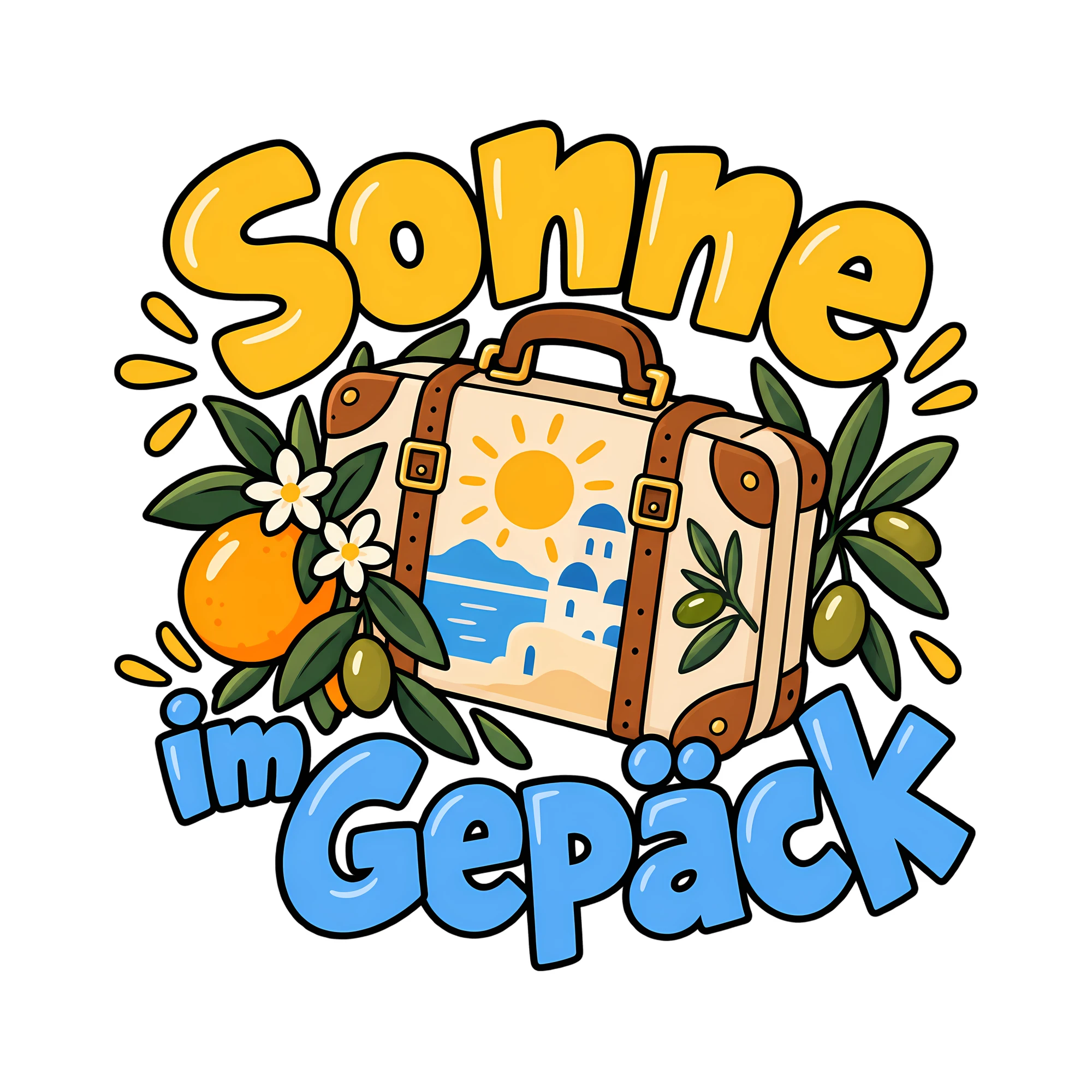 Bügelbild Sonne im Gepäck als Grafik auf weißem Hintergrund (BB013648)