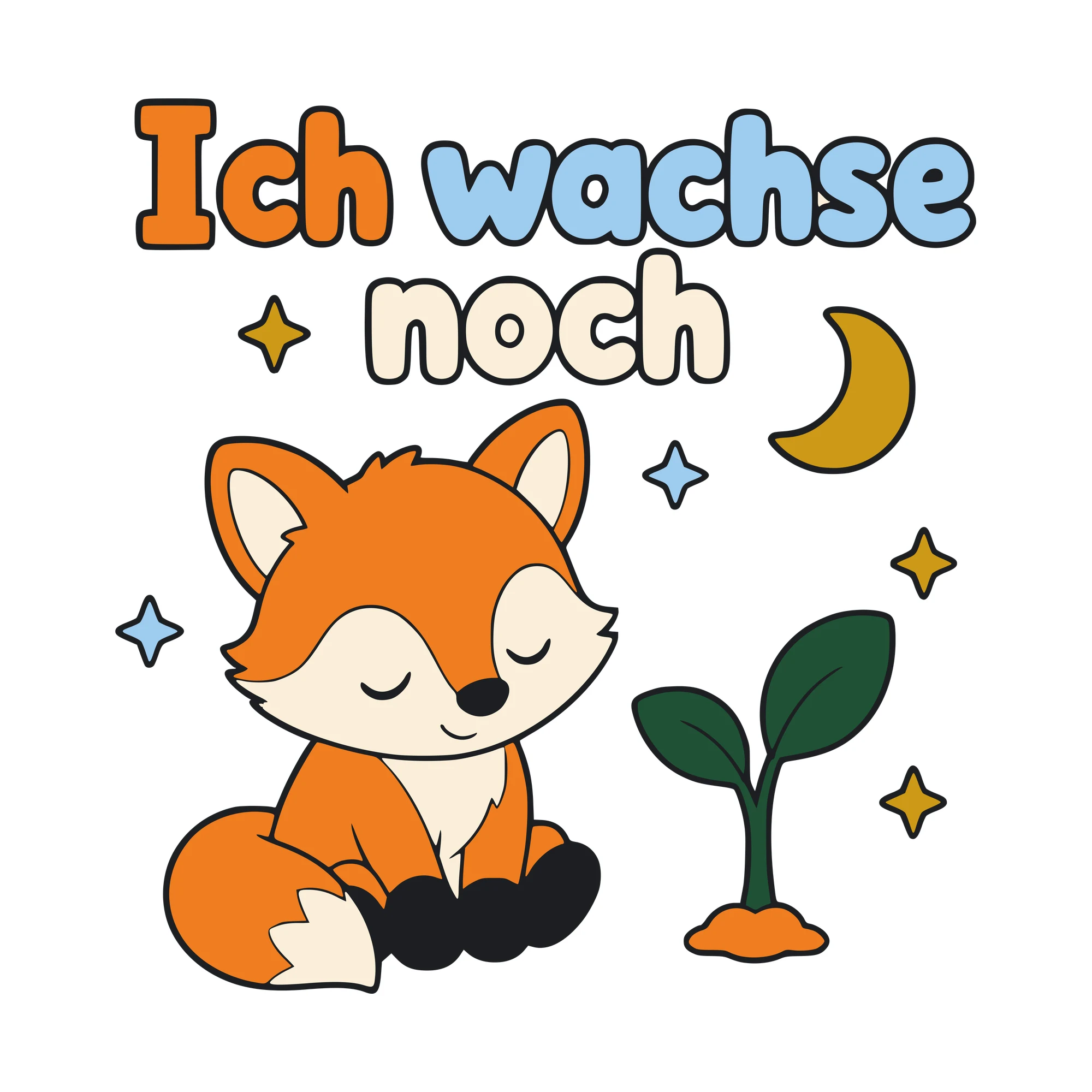 Bügelbild Ich wachse noch als Grafik auf weißem Hintergrund (BB010463)